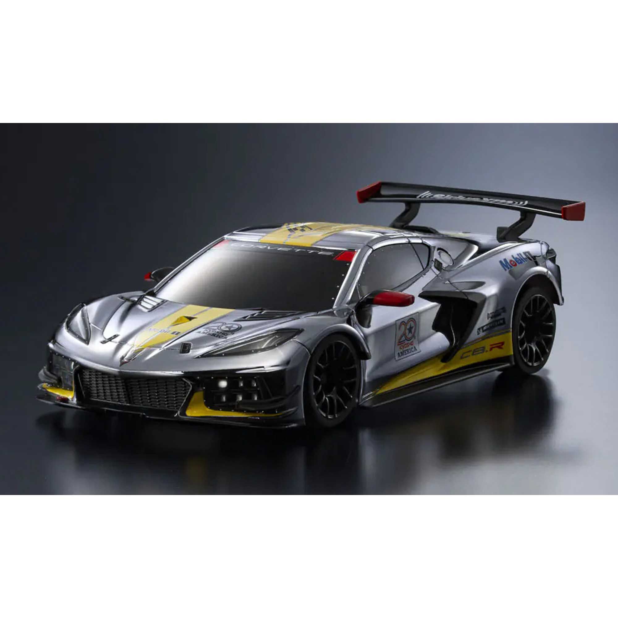 Kyosho 1/28 Chevrolet Corvette C8.R MR-04 MINI-Z RWD RTR, Chrome/ Yellow