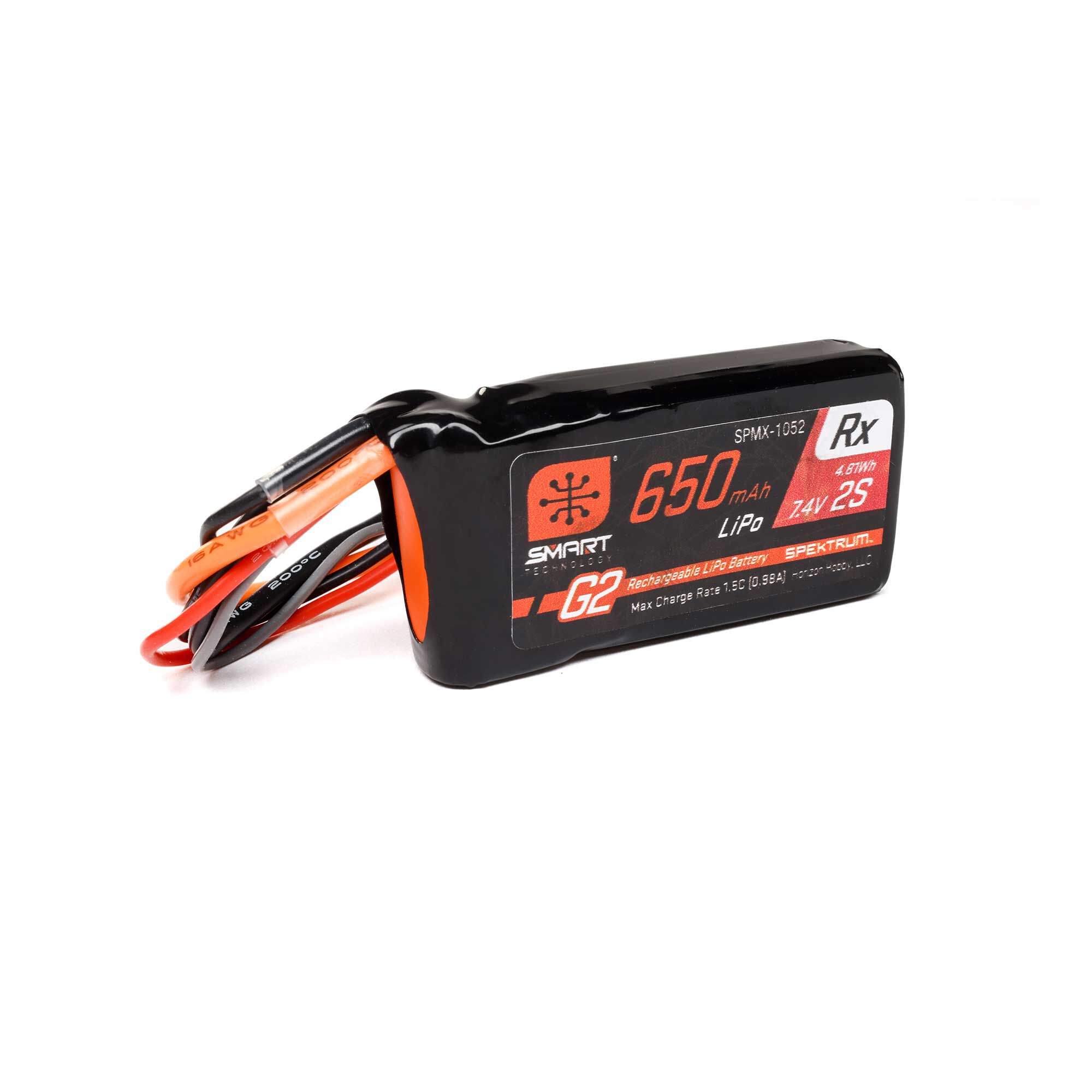 Spektrum Accessories 7.4V 650mAh 2S 15C Smart G2 Receiver LiPo Battery: IC3