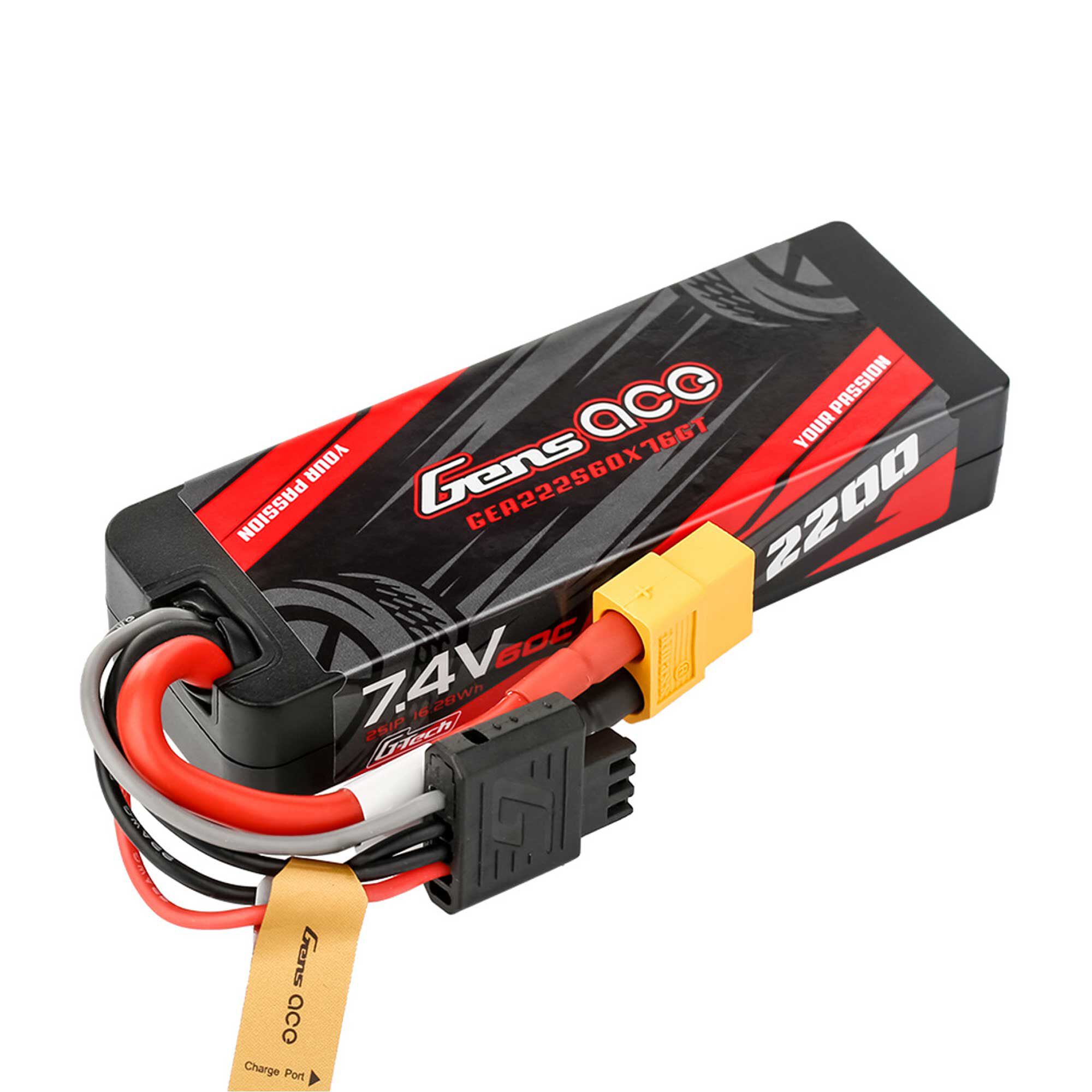 Gens ace 7.4V 2200mAh 2S 60C Hardcase G-Tech LiPo Battery: XT60