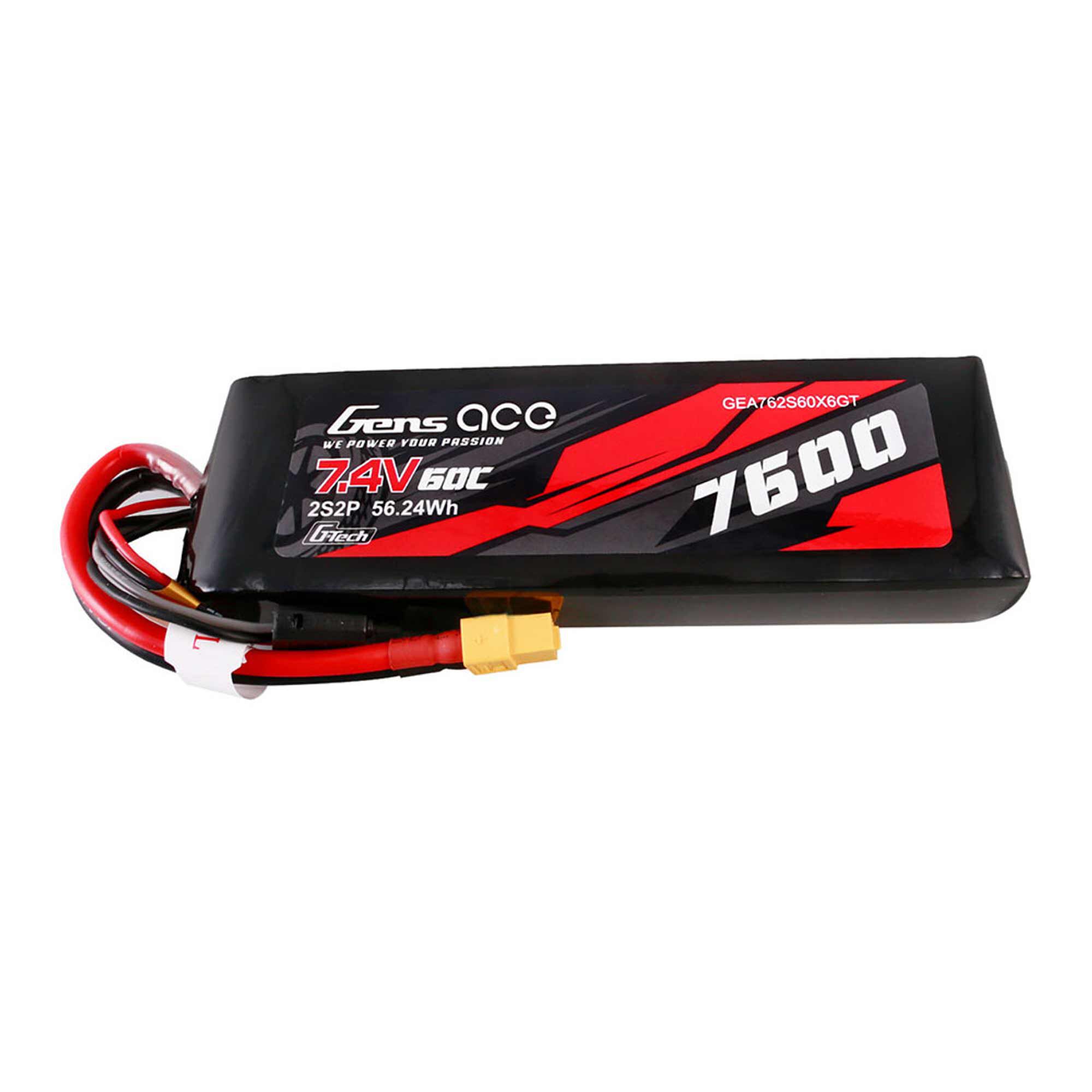 Gens ace 7.4V 7600mAh 2S 60C G-Tech Smart LiPo Battery: XT60
