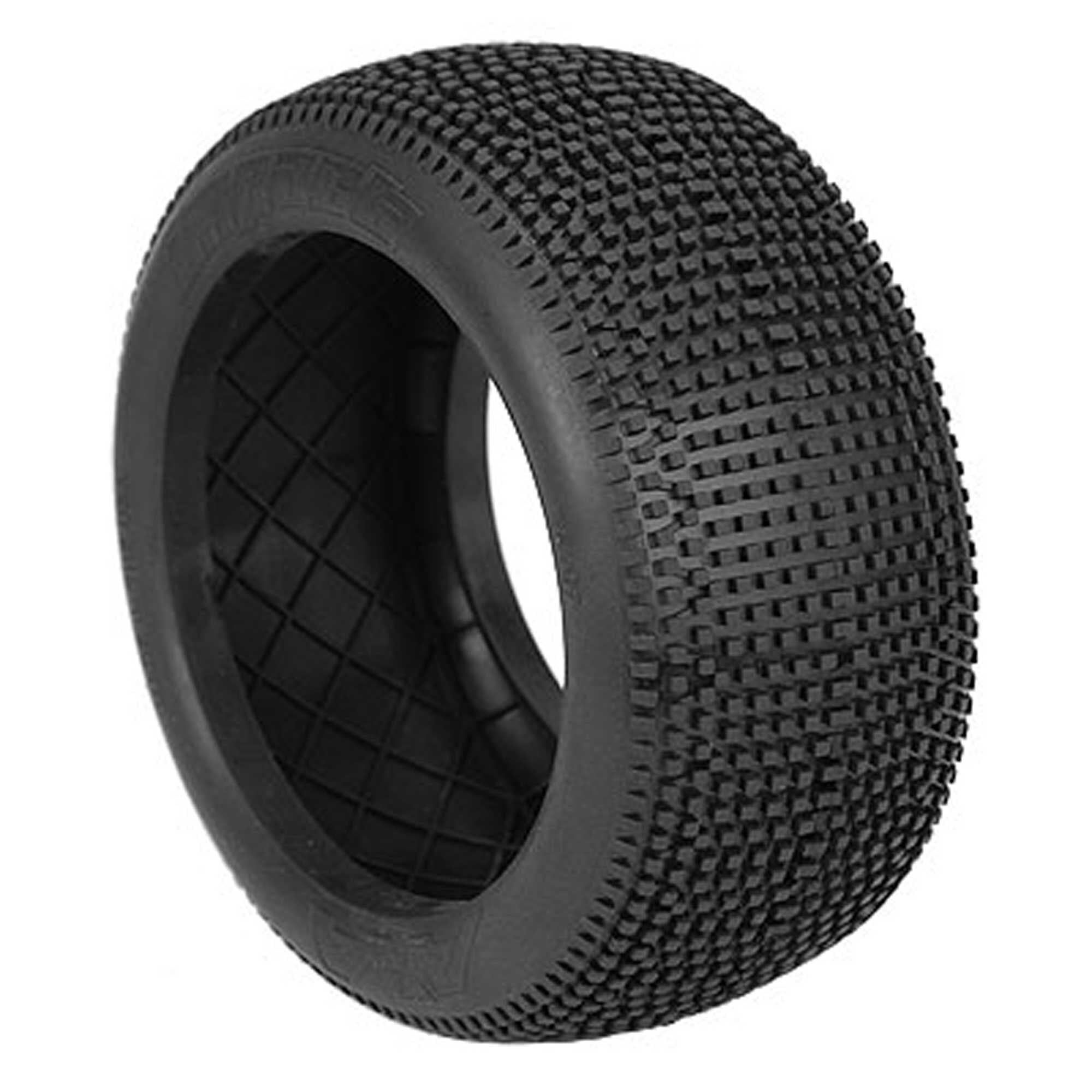 AKA PRODUCTS, INC. 1/8 EVO Impact Soft Long Wear Tires, Red Inserts (2): Truggy