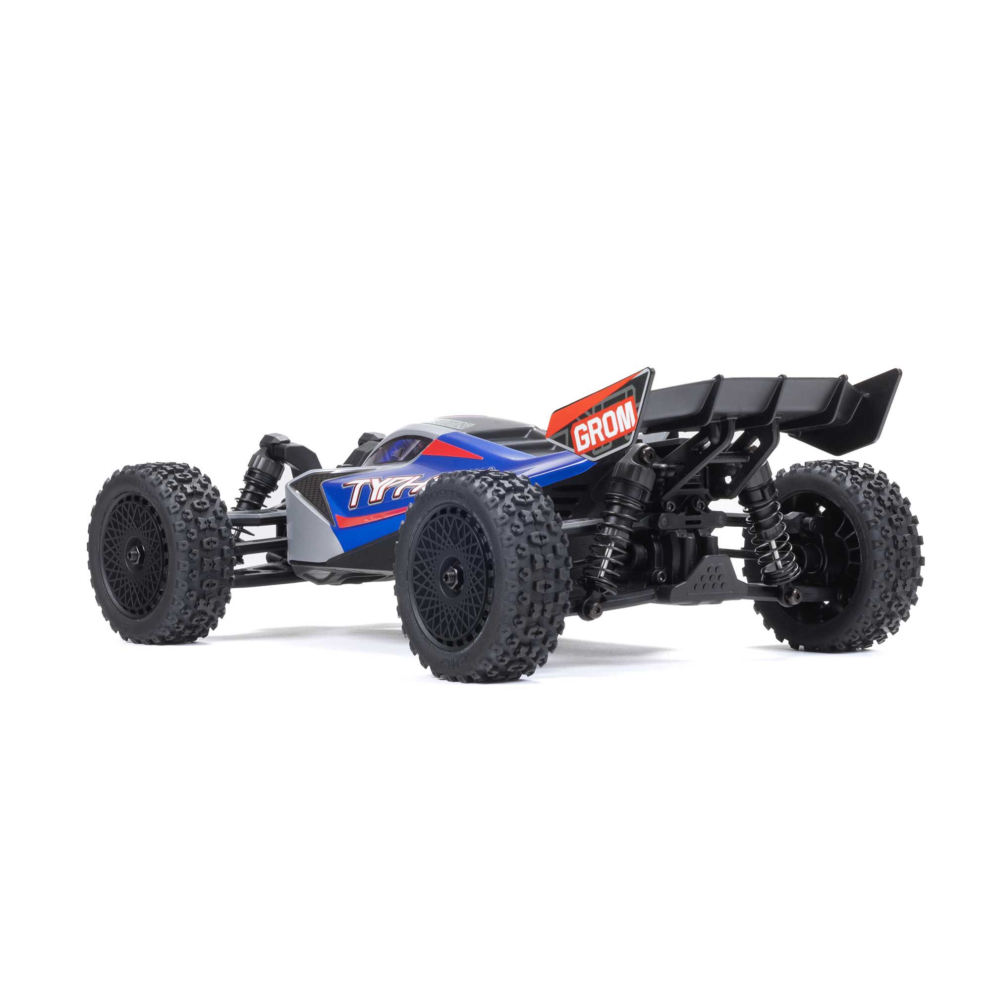ARRMA 1/14 TYPHON GROM 4X4 RTR Brushed Buggy (Battery & Charger Included), Blue/Silver
