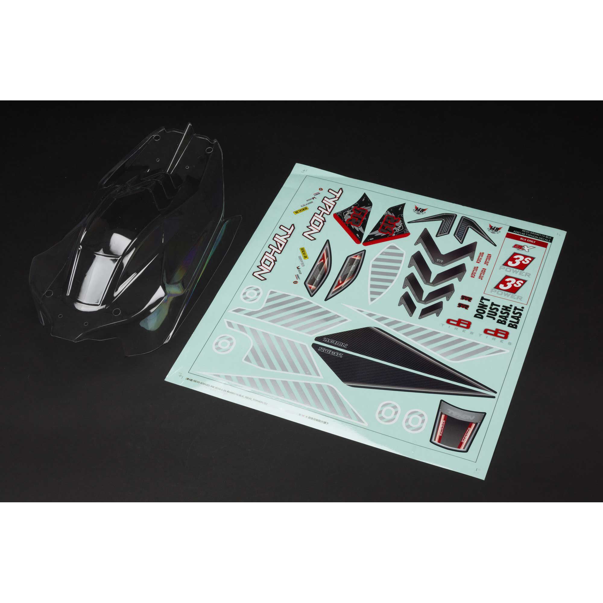 ARRMA 1/8 Clear Body with Decals: TYPHON 4X4