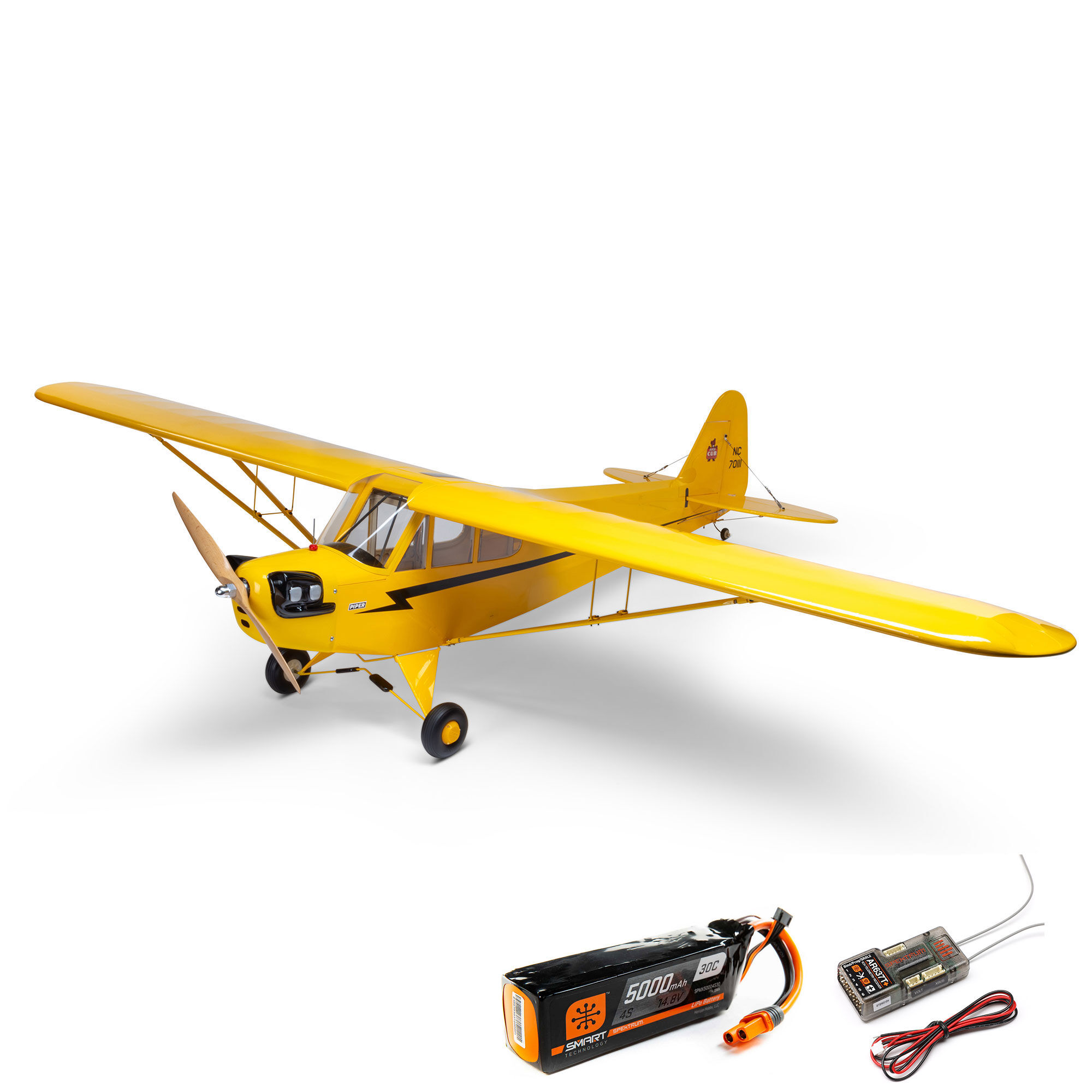 Hangar 9 J-3 Cub 10cc EP PNP, 82.5" with Receiver and Battery Combo