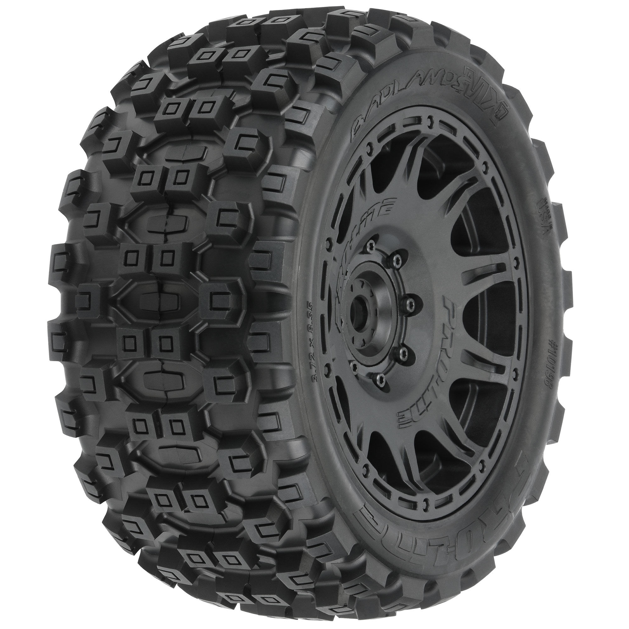 Pro-Line Racing 1/6 Badlands MX57 Front/Rear 5.7” Tires Mounted on Raid 8x48 Removable 24mm Hex Wheels (2): Black