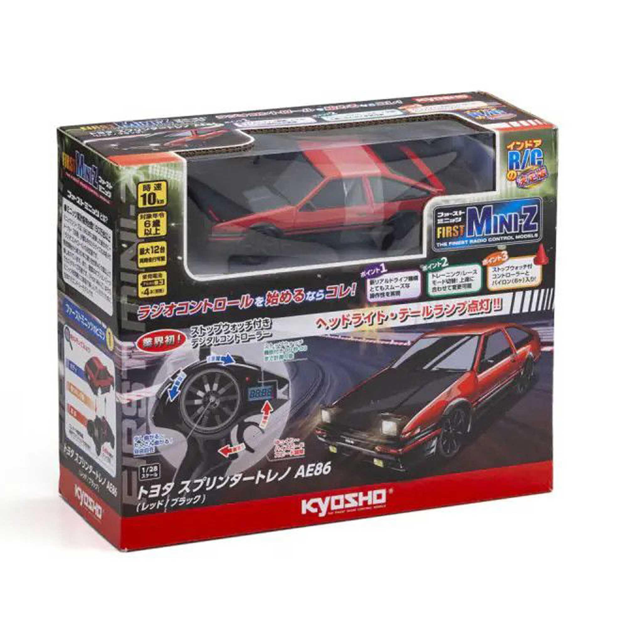 Kyosho 1/28 Toyota Trueno AE86 2WD On-Road First Mini-Z RTR, Red
