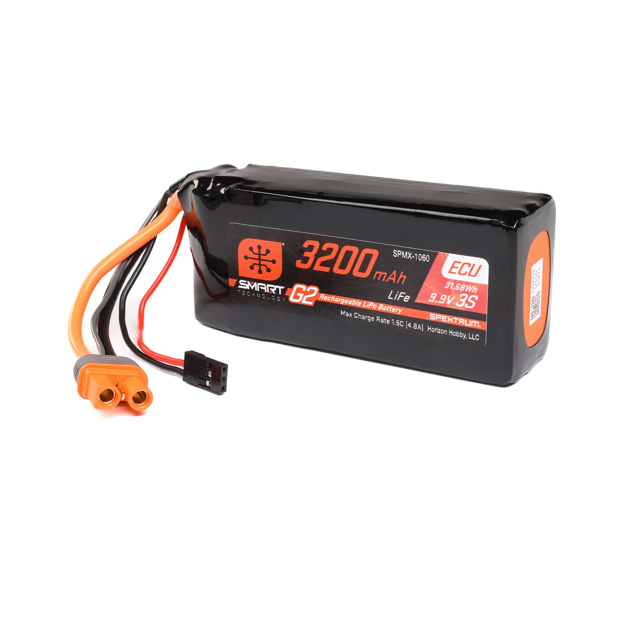 Spektrum Accessories 9.9V 3200mAh 3S 10C Smart G2 ECU LiFe Battery: IC3