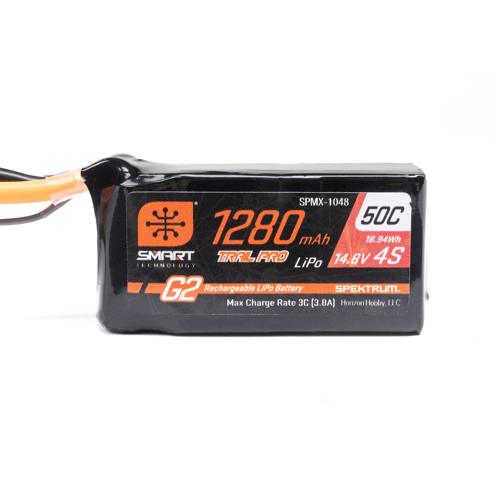 Spektrum Accessories 14.8V 1280mAh 4S 50C Smart G2 Trail Pro LiPo Battery: IC3