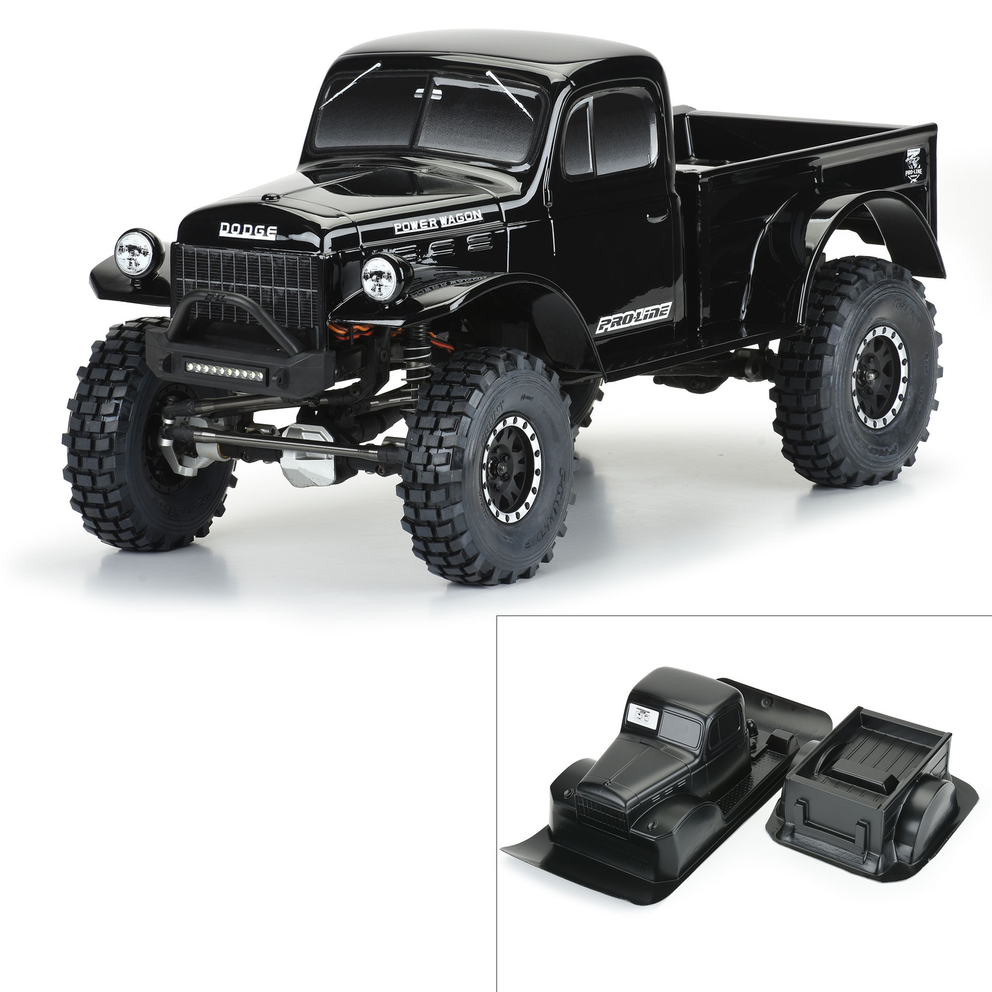 Pro-Line Racing 1/10 1946 Dodge Power Wagon Black Body 12.3" (313mm) WB Crawlers