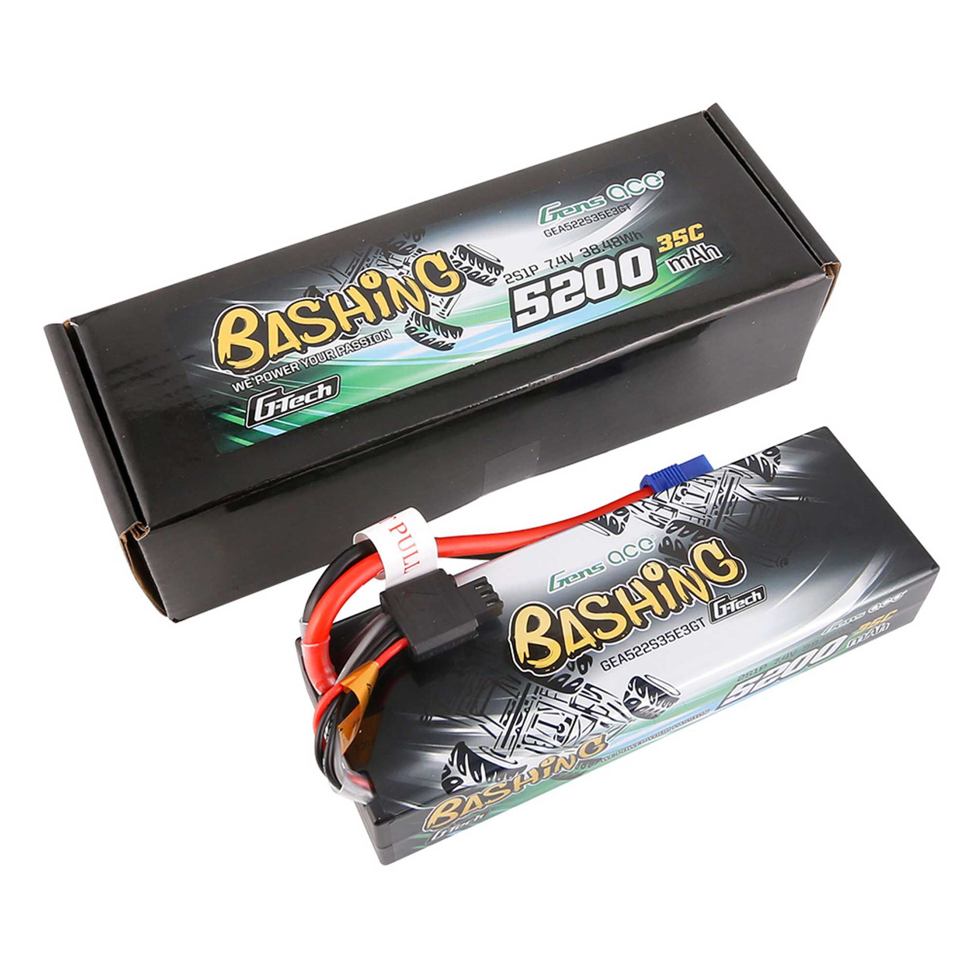 Gens ace 7.4V 5200mAh 2S 35C G-Tech Smart Bashing Hardcase LiPo Battery: EC3