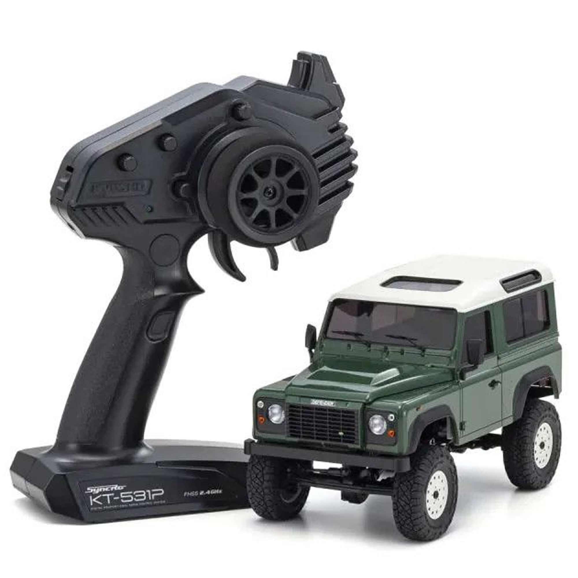 Kyosho 1/28 Land Rover Defender 90 Mini-Z 4x4 Crawler RTR, Coniston Green