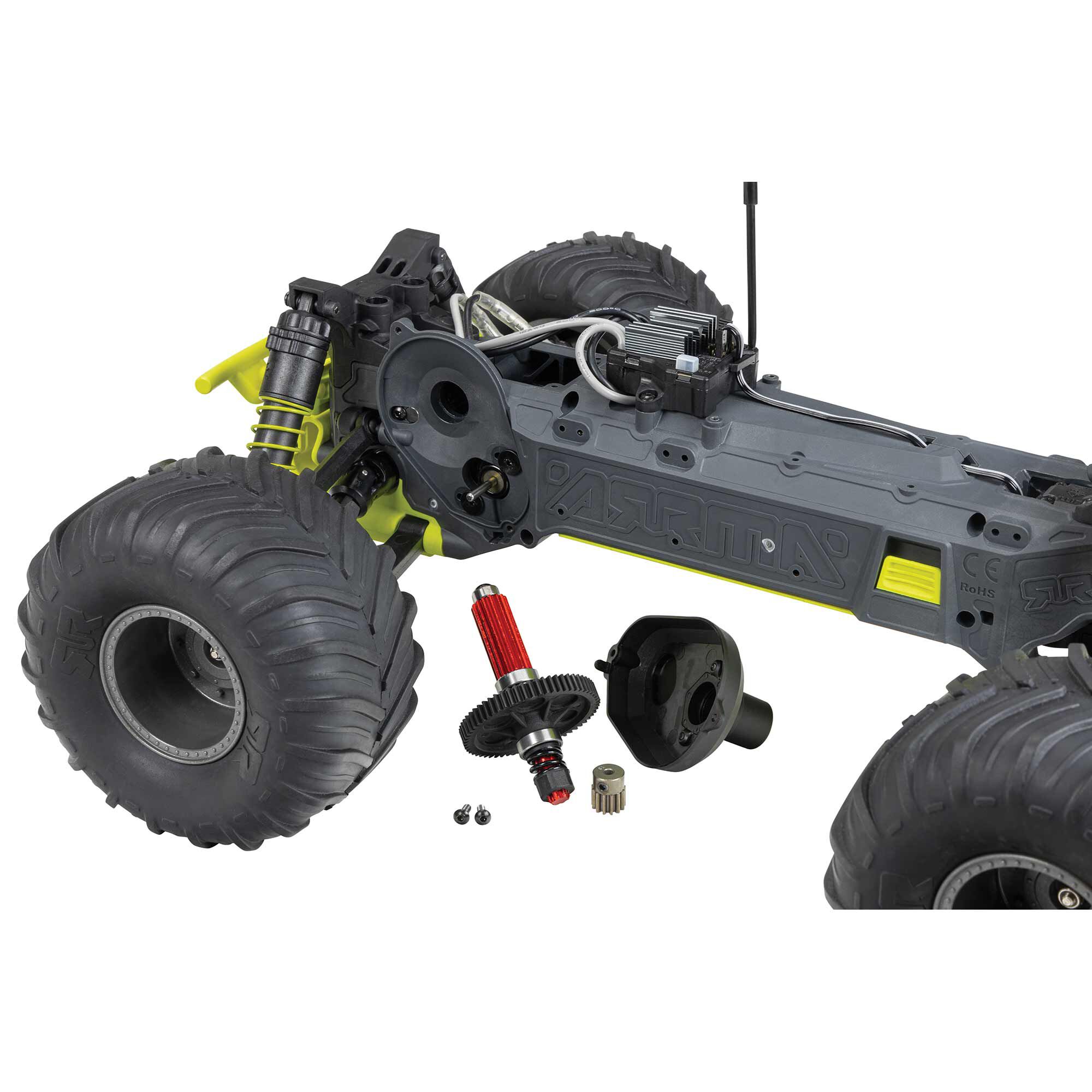 ARRMA 1/10 GORGON 2WD RTR Brushed Monster Truck (Battery & Charger Included), Yellow