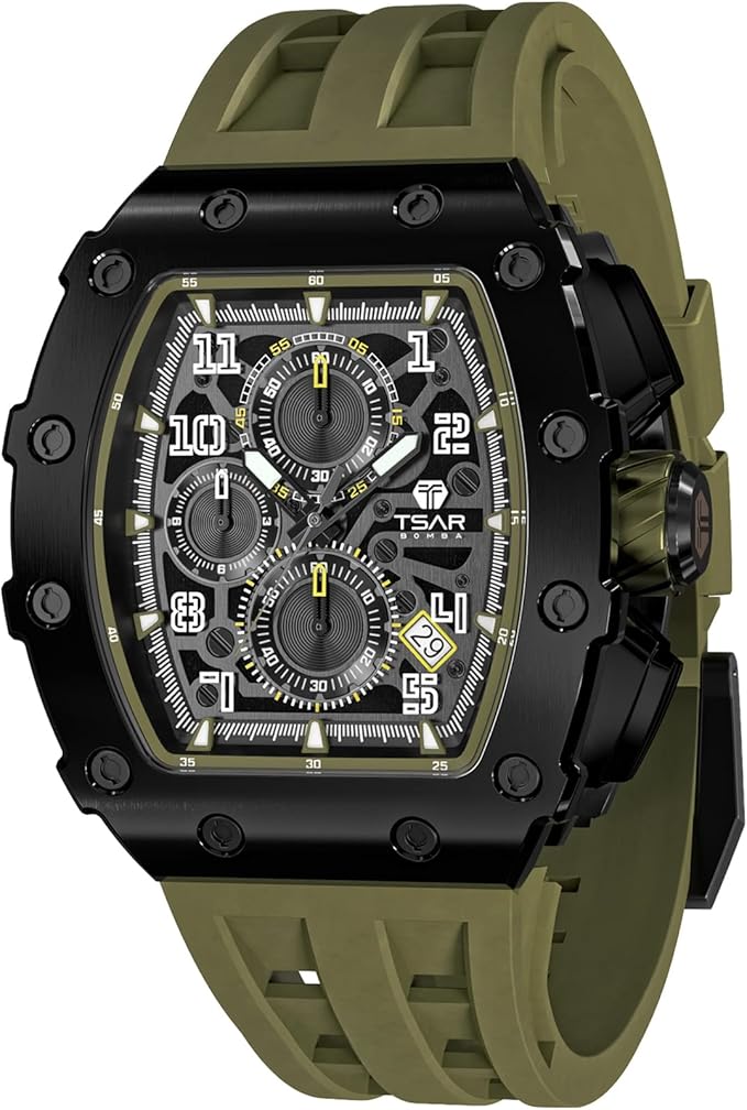 TSAR BOMBA Men's Watch, Square