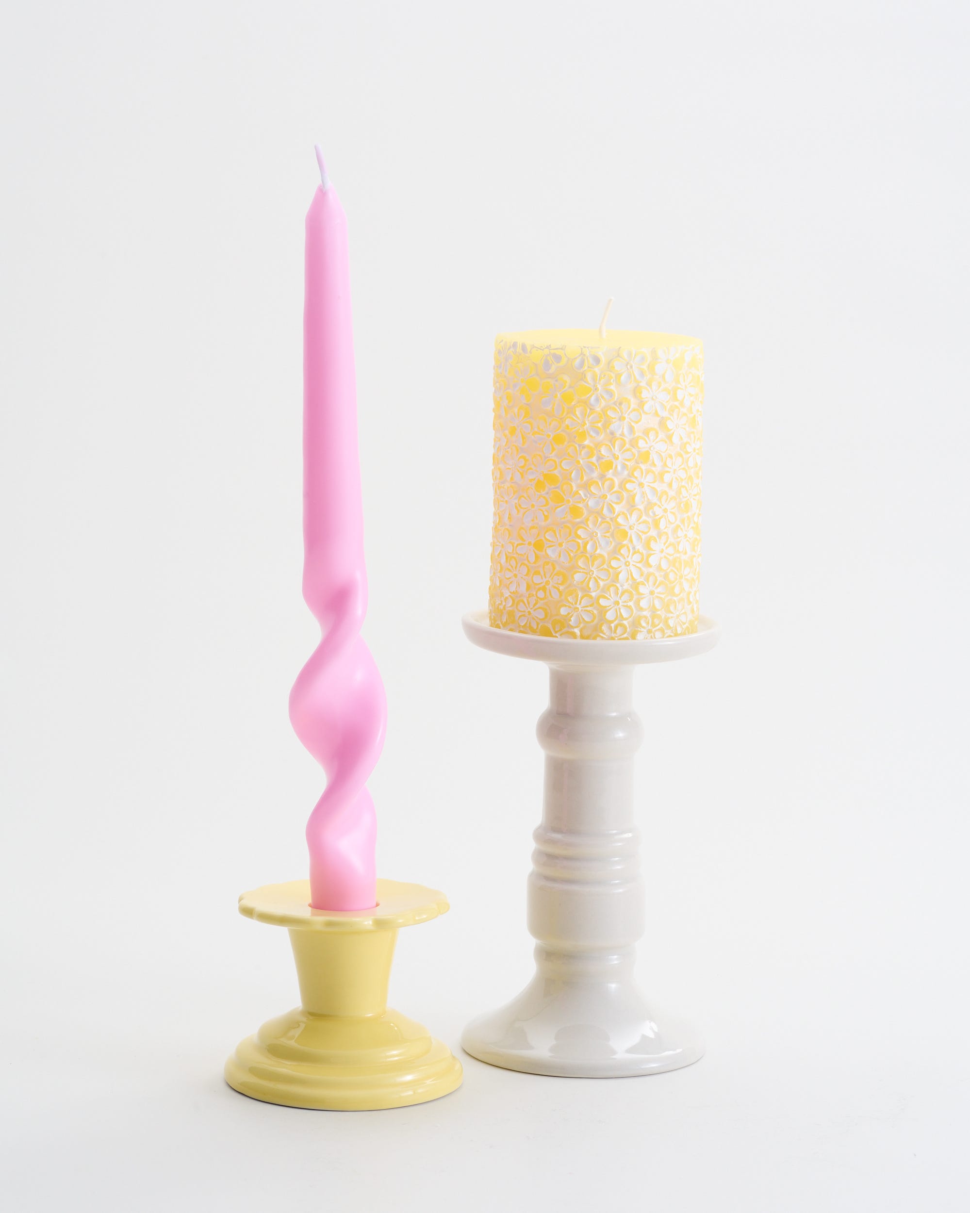 Ceramic Pillar Candle Holder Grey