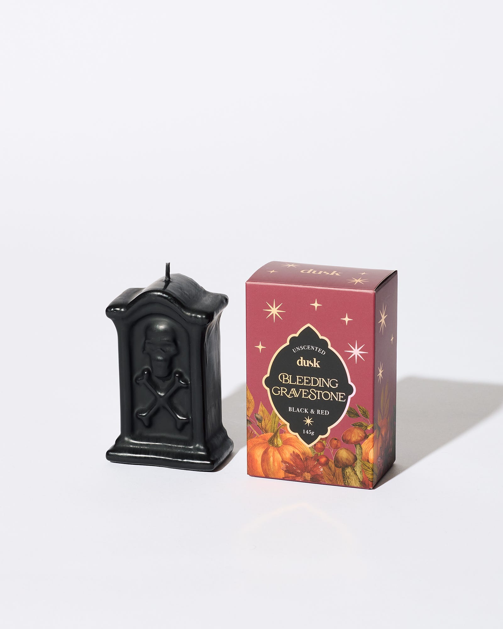 Bleeding Gravestone Unscented Candle Black & Red 145g