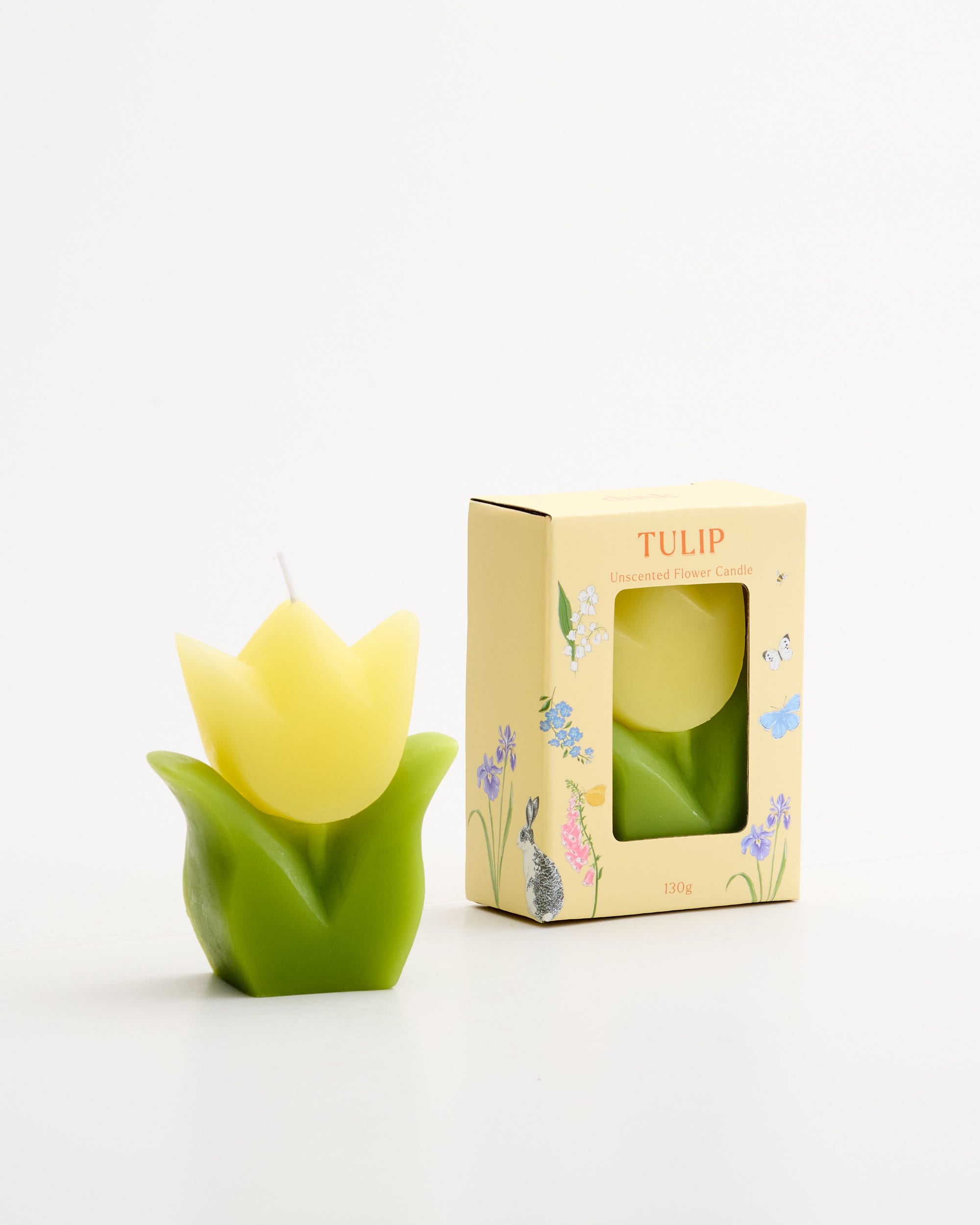 Tulip Flower Unscented Candle Yellow 9.5cm