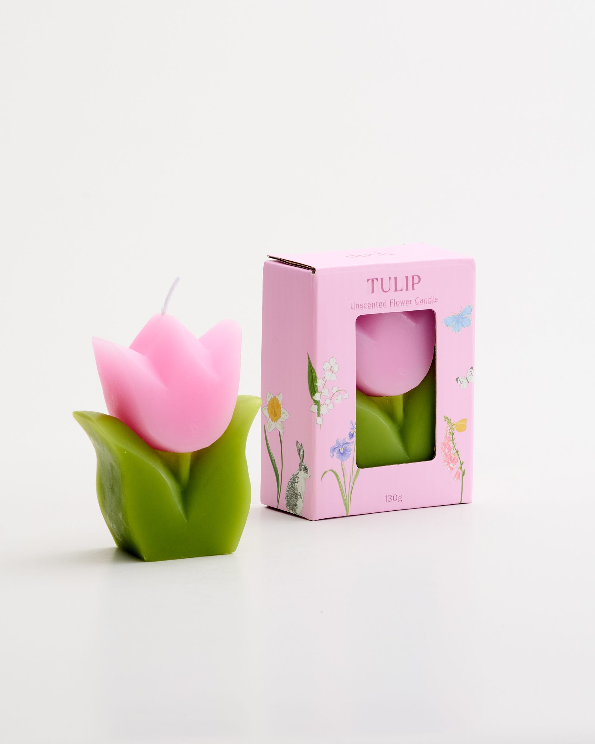 Unscented Candle Flower Single Pink 9.5cm