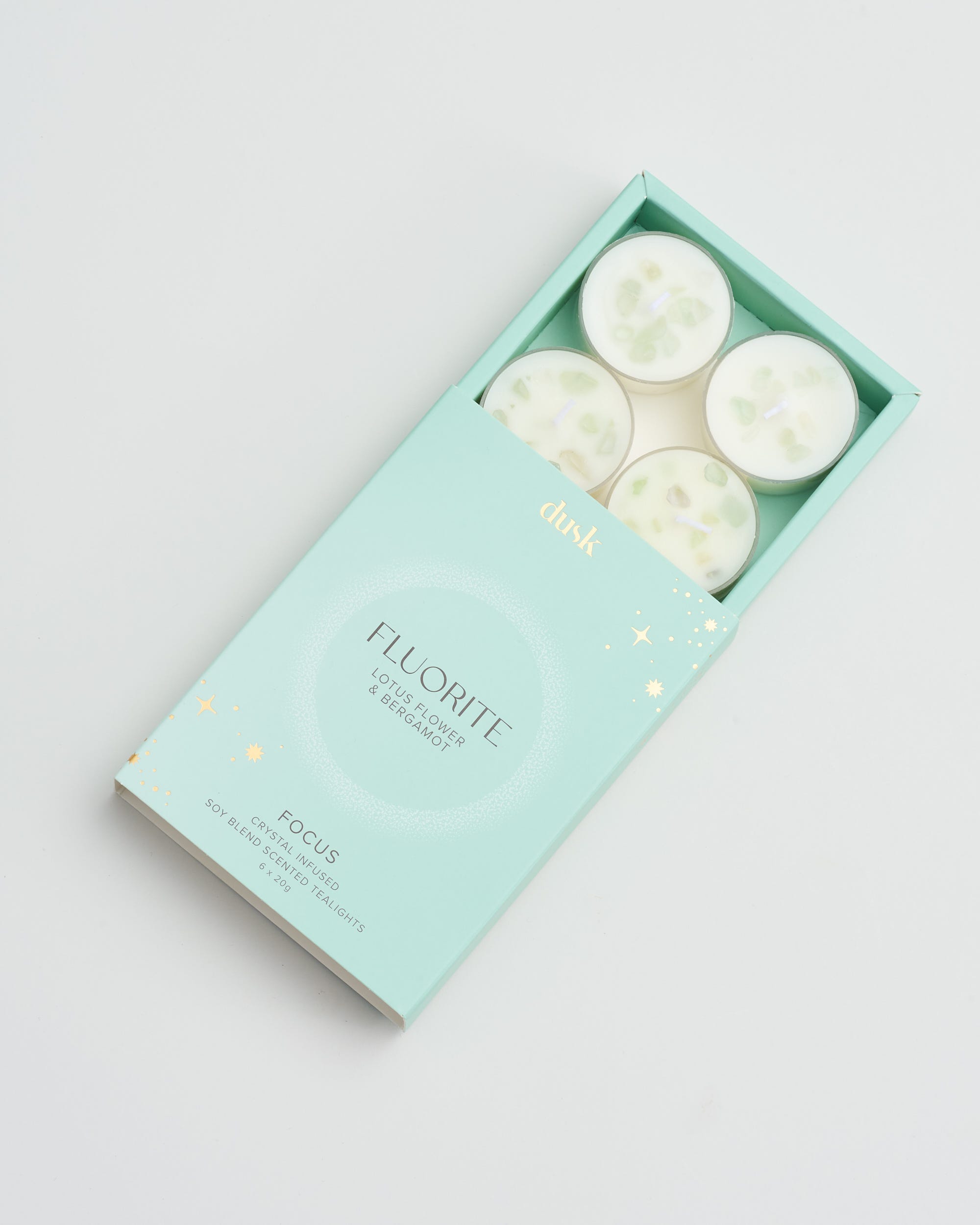 Fluorite Crystal Infused Soy Blend Scented Tealights 6 X 20G