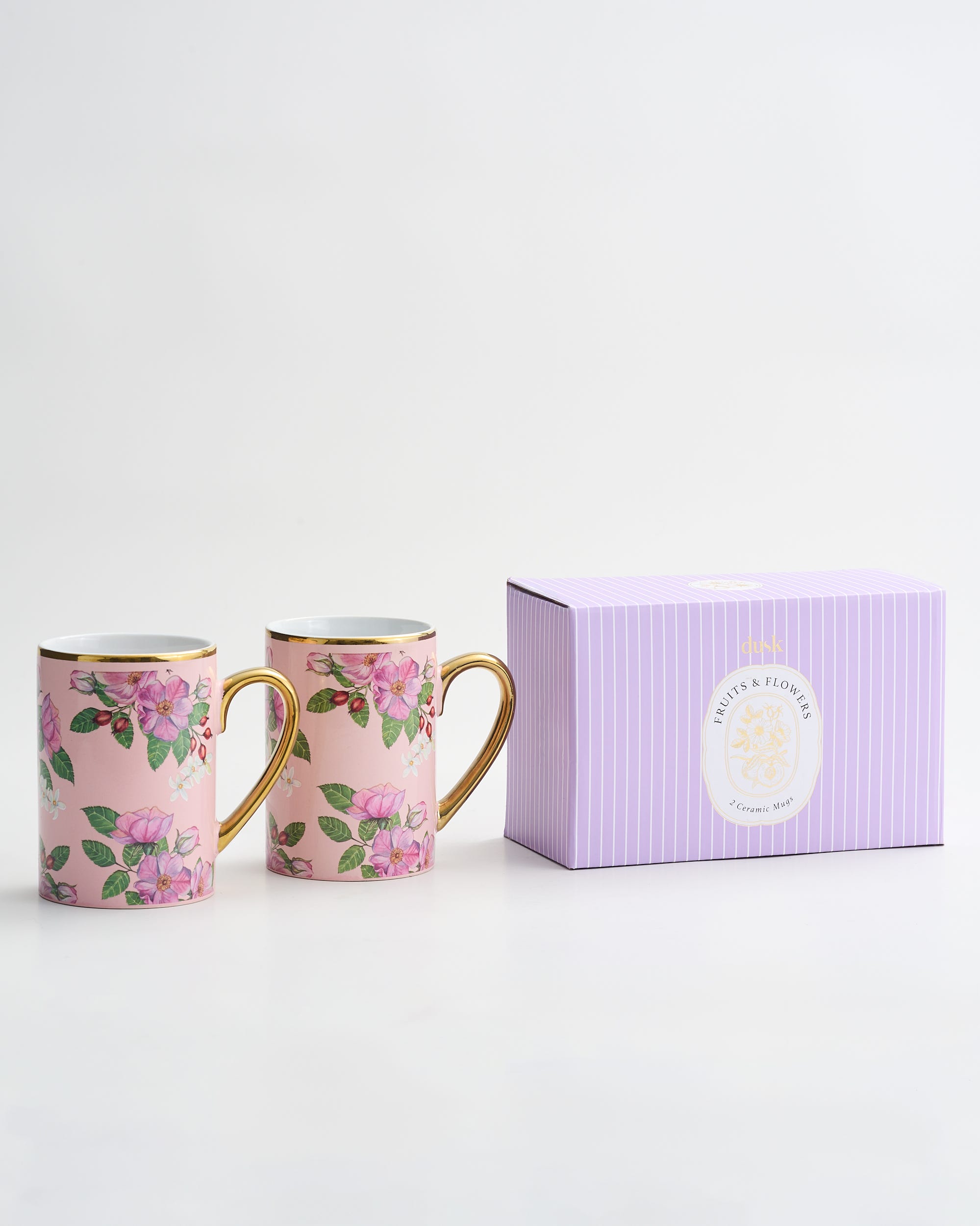Fruits & Flowers Ceramic Mug 2PK