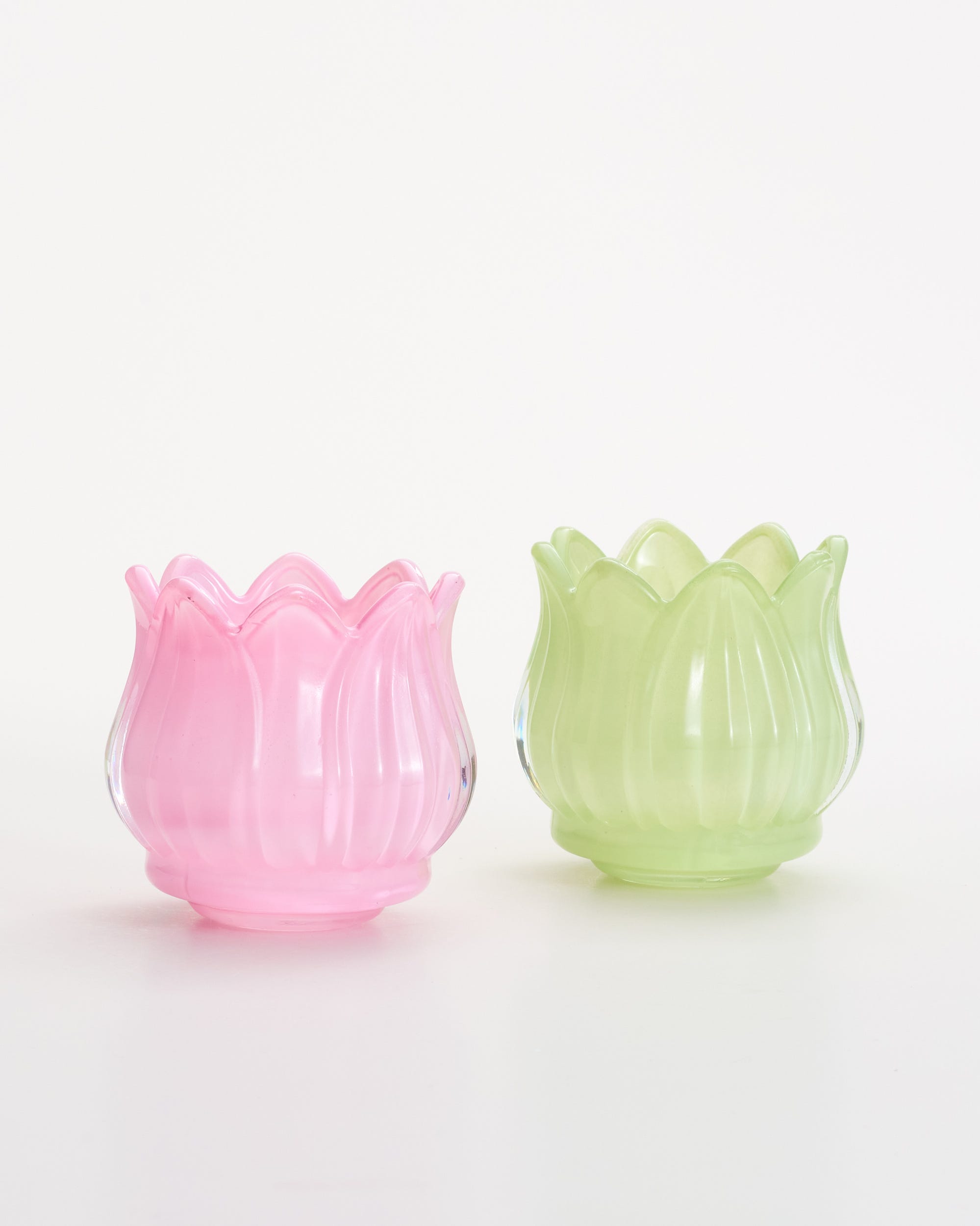 Petals Glass Tealight Holder Green