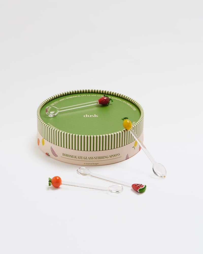 Fruit Salad Handblown Glass Drink Spoons 4pk