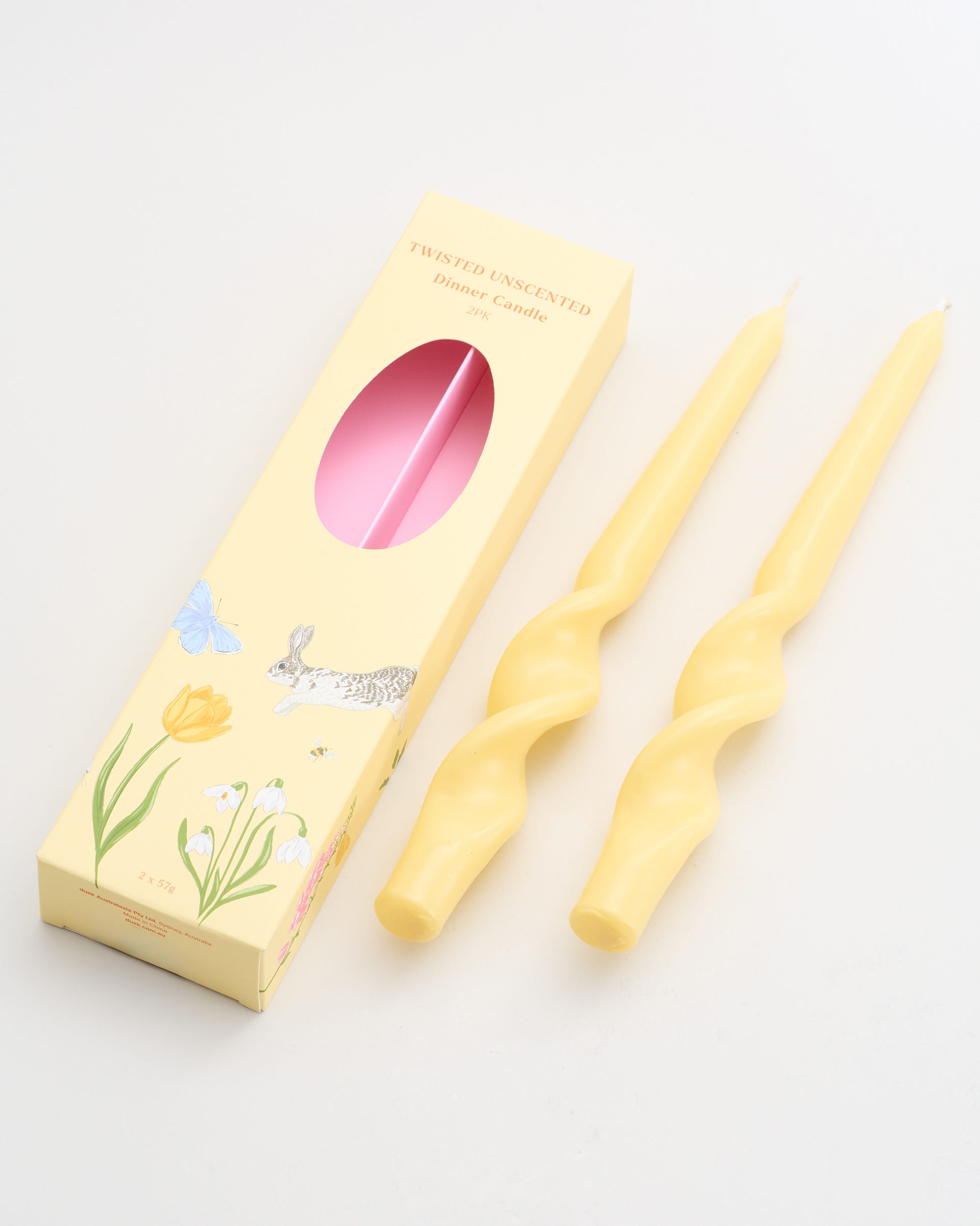 Twisted Unscented Taper Candles Yellow 2PK