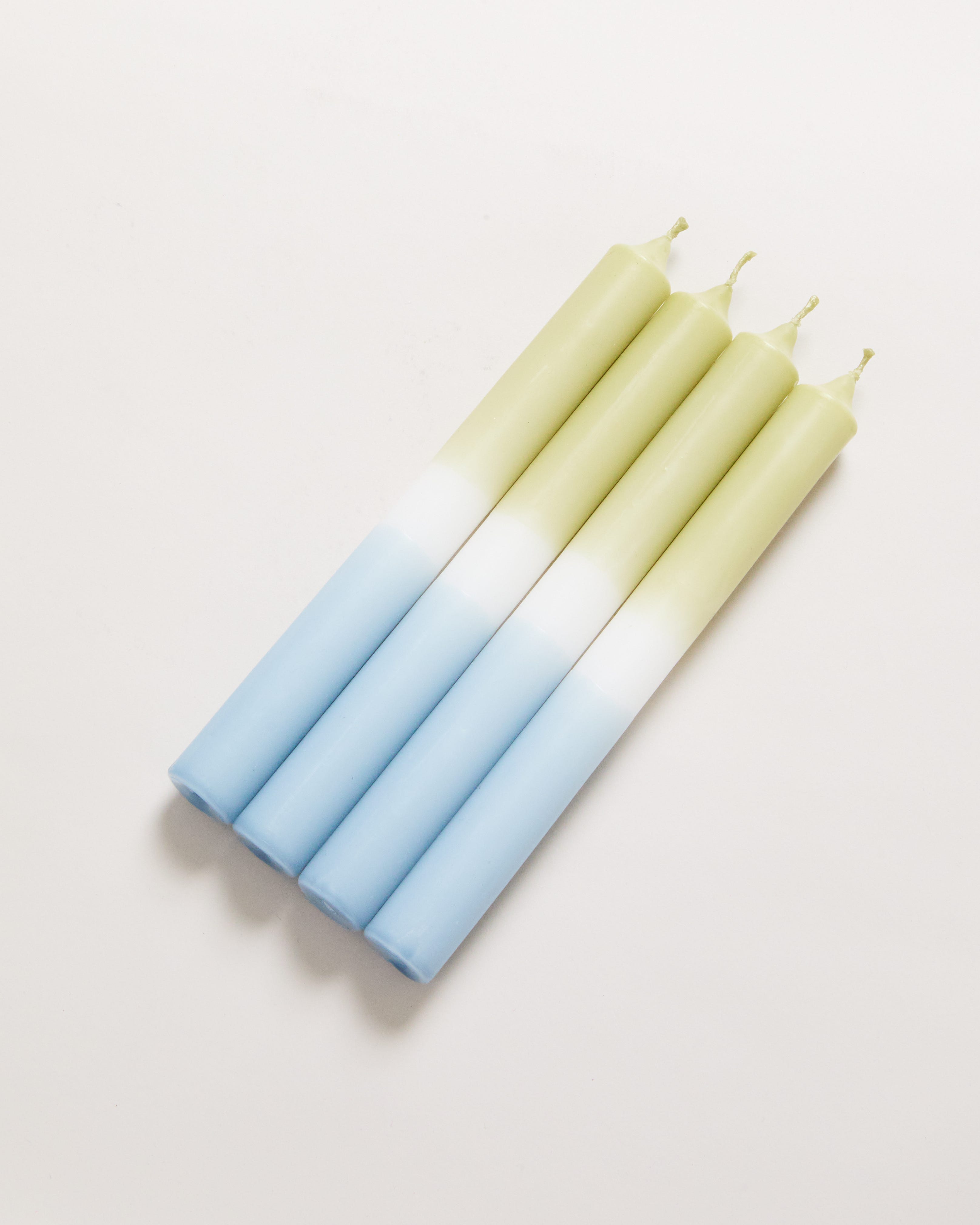 Unscented Ombre Taper Candles 4pk - Green & Blue