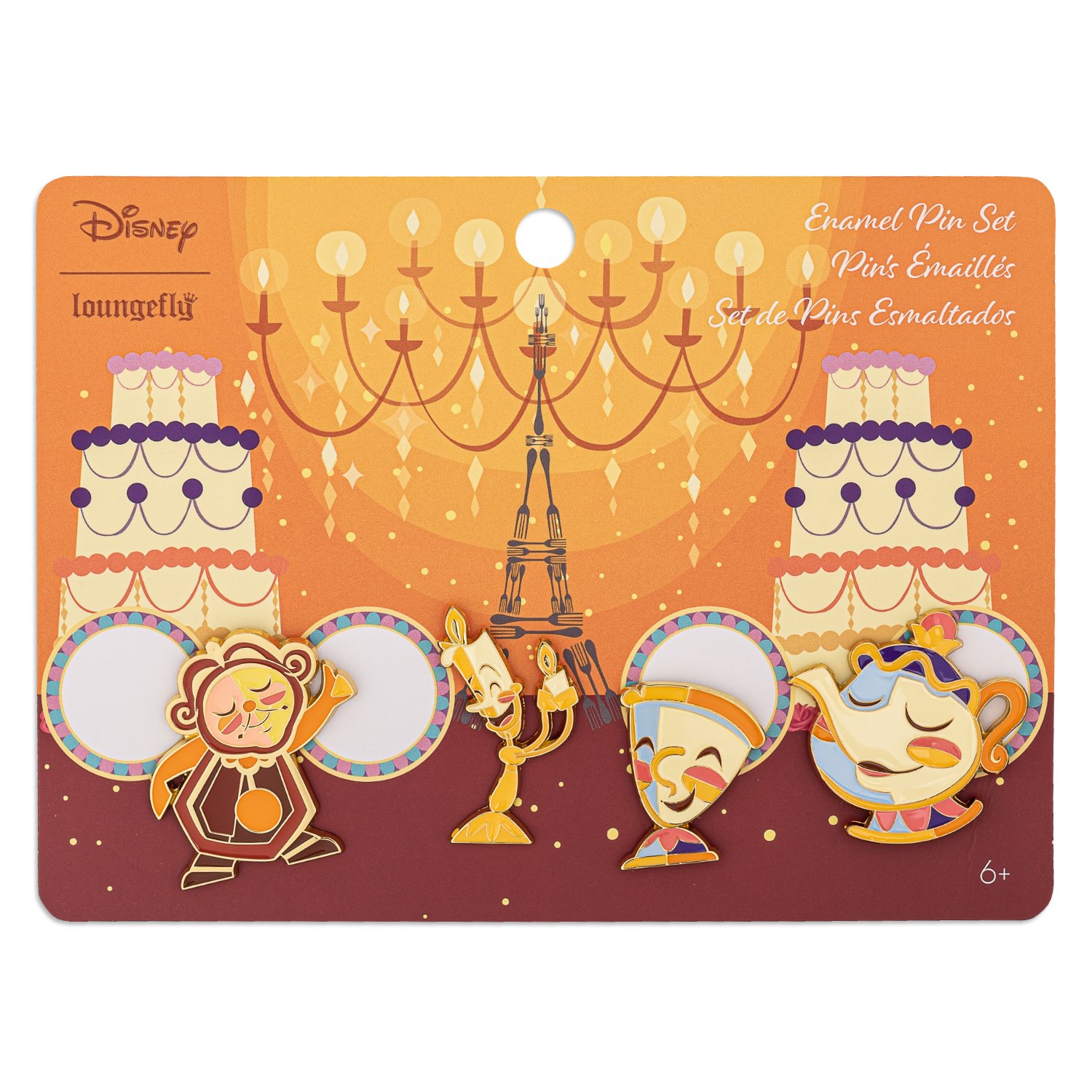 Disney Beauty and the Beast Fixtures 4pc Enamel Pin Set
