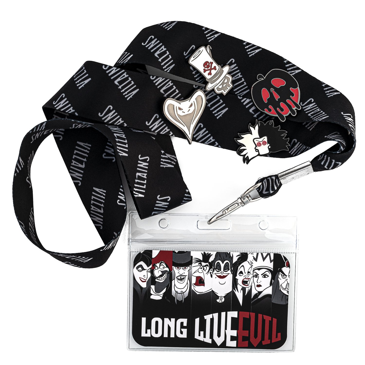 Disney Villains Lanyard with Cardholder & 4 Enamel Pins