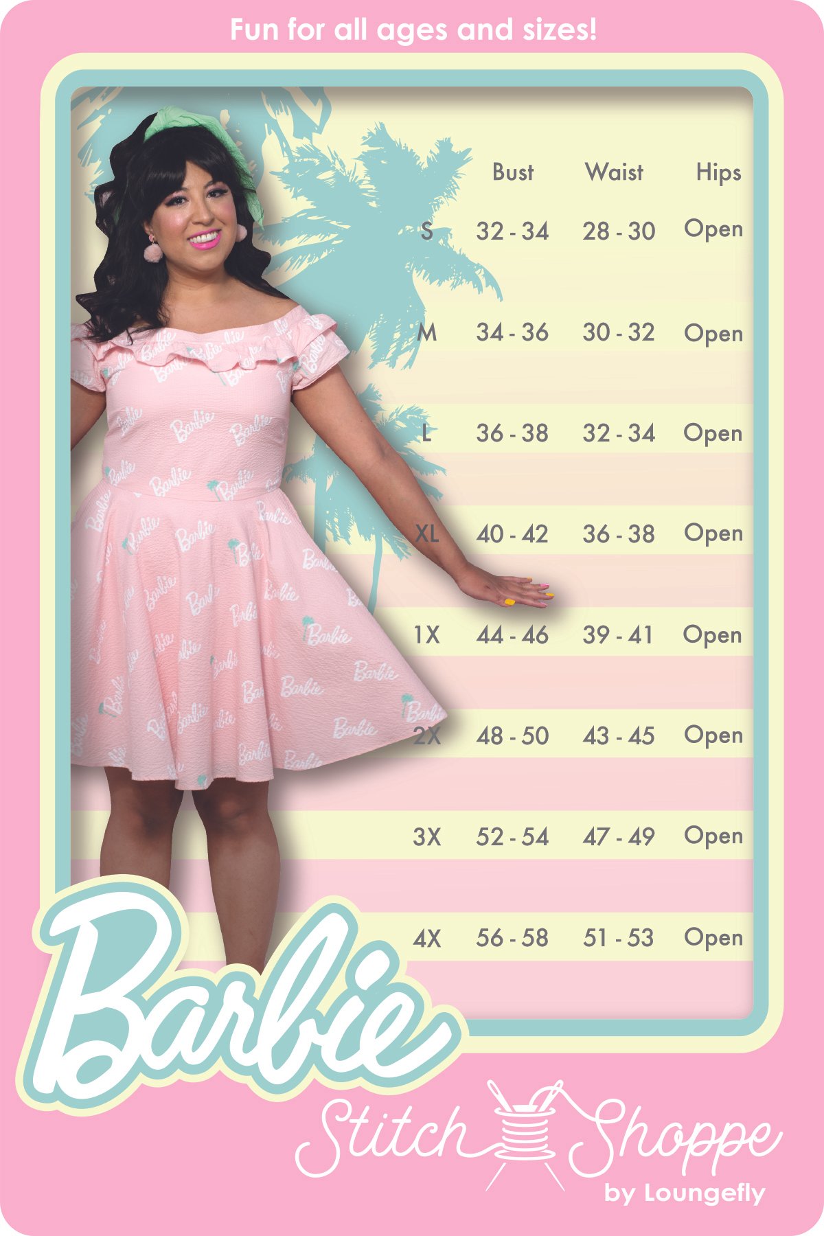 Stitch Shoppe X Barbie™ Palm Tree Logo  Lizzy  Date Night Dress