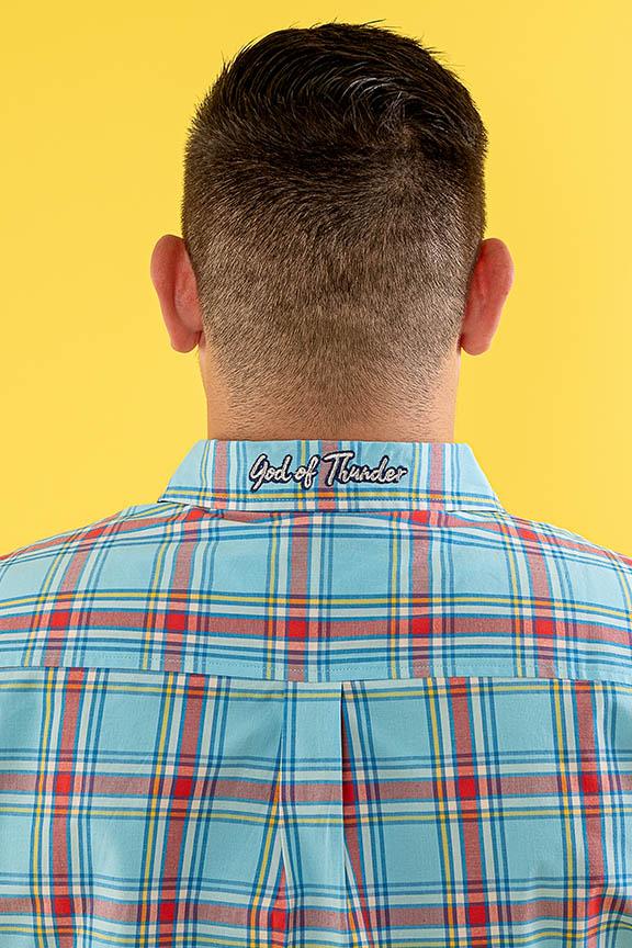 Stitch Shoppe by Loungefly Marvel Thor Plaid Unisex  Derrick  Woven Button Front Shirt