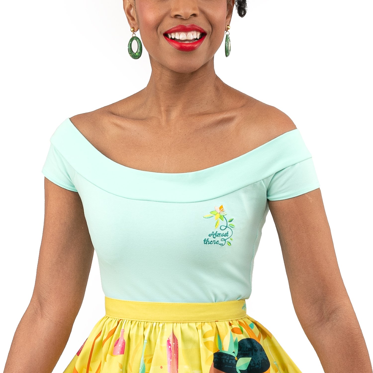 Disney Stitch Shoppe Princess Tiana Embroidered  Dizzy  Fashion Top
