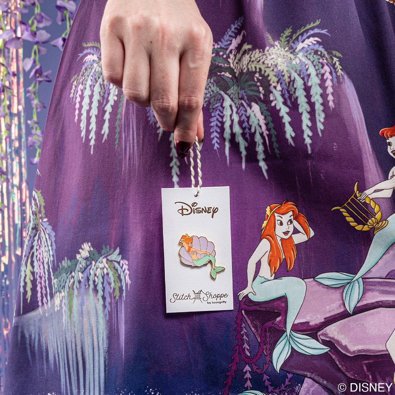 Disney Stitch Shoppe Peter Pan Mermaid Embroidered  Dizzy  Fashion Top