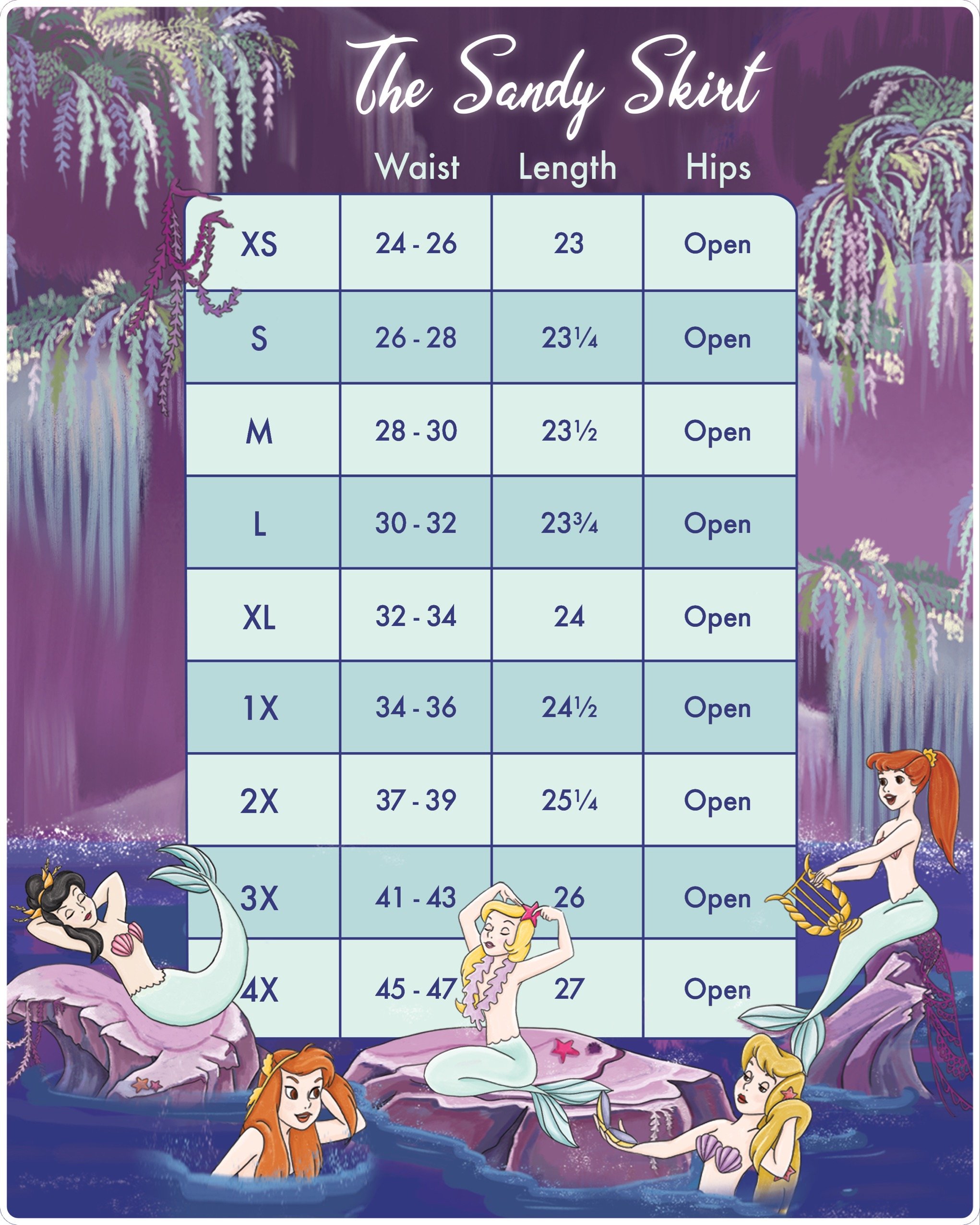 Disney Stitch Shoppe Peter Pan Mermaid  Sandy  Skirt