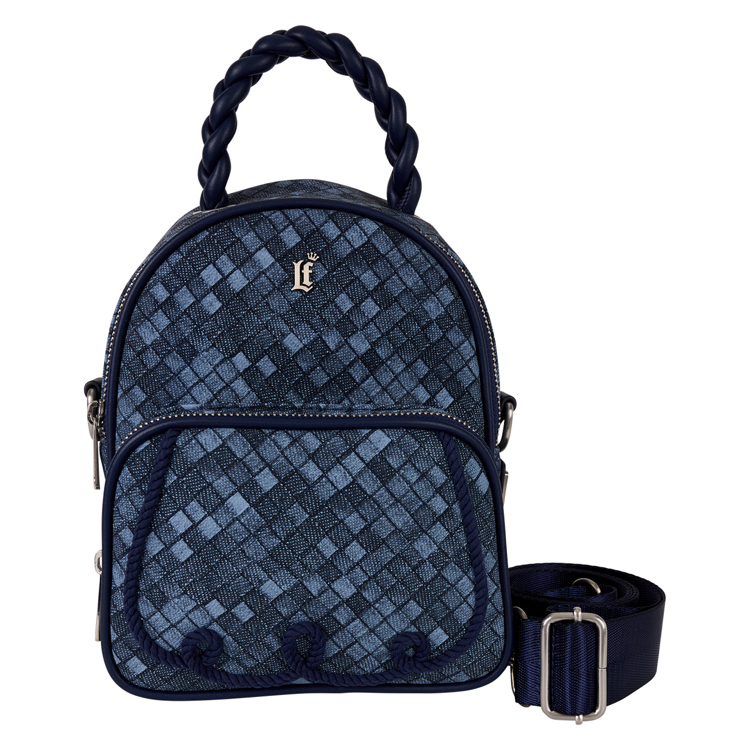 Loungefly Blue Checkered Convertible Mini Backpack & Crossbody Bag