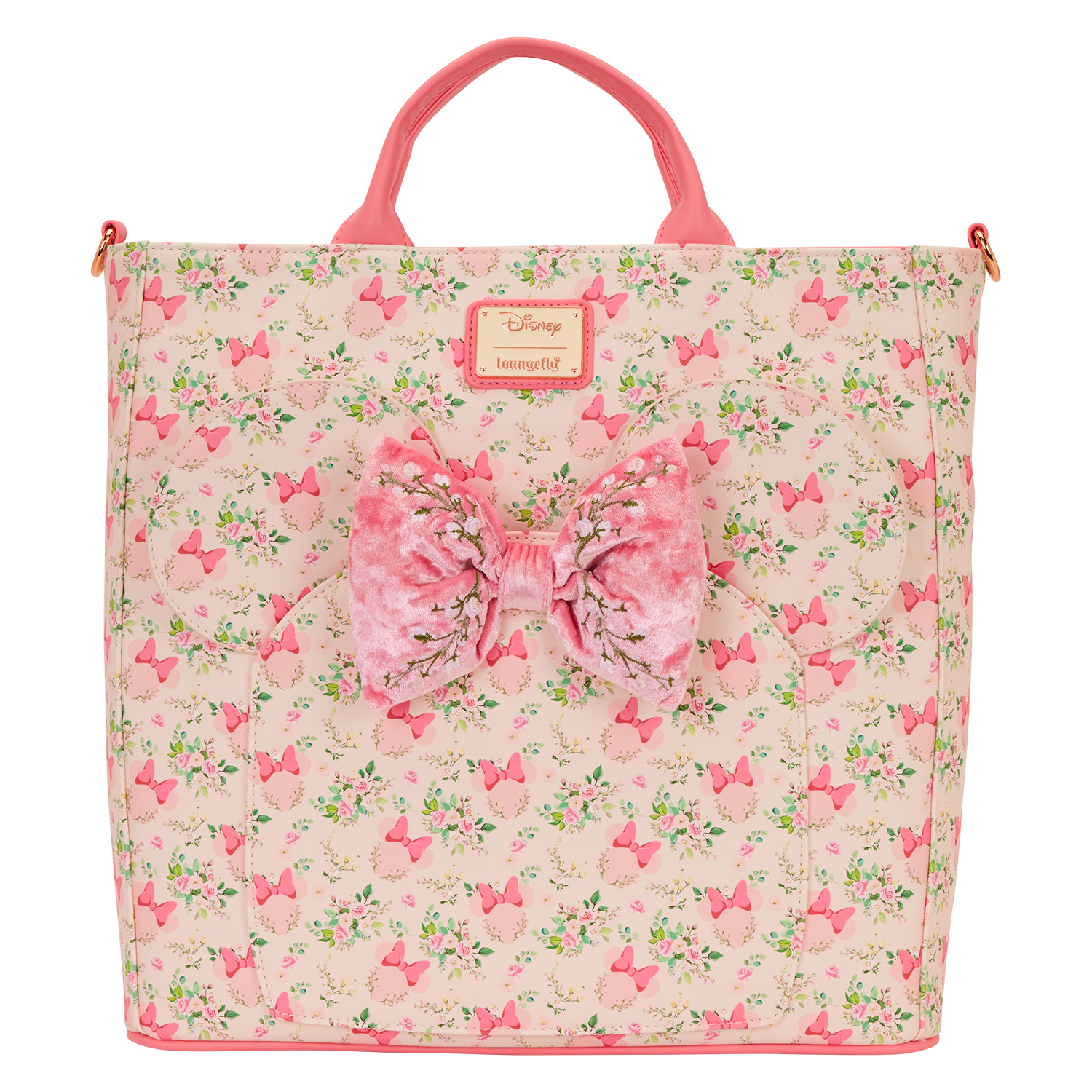 Minnie Mouse Floral All-Over Print Convertible Backpack & Tote Crossbody Bag