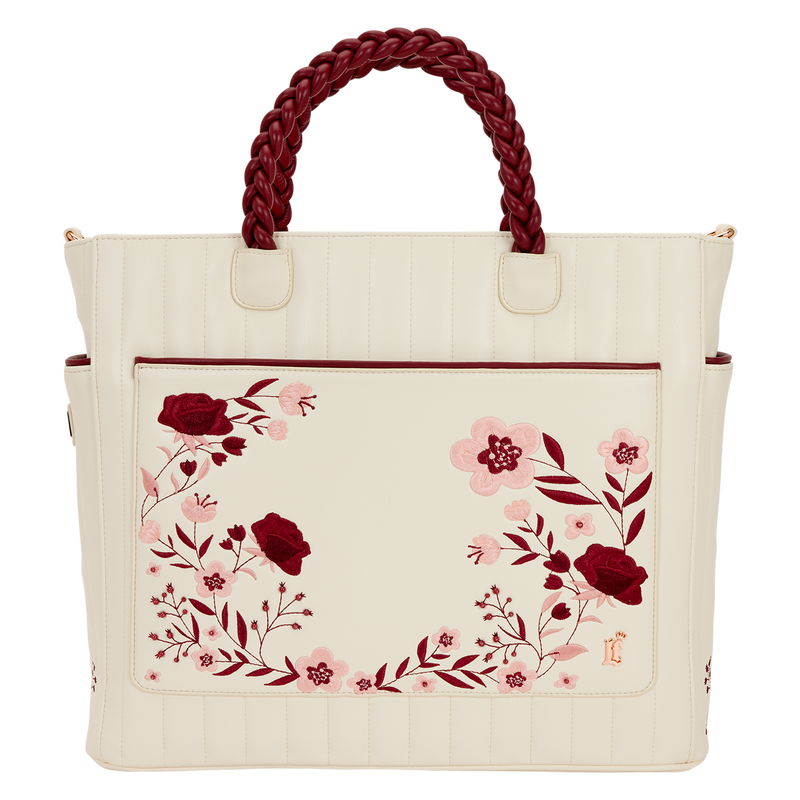 Loungefly Cream & Red Floral Convertible Backpack and Tote Crossbody Bag