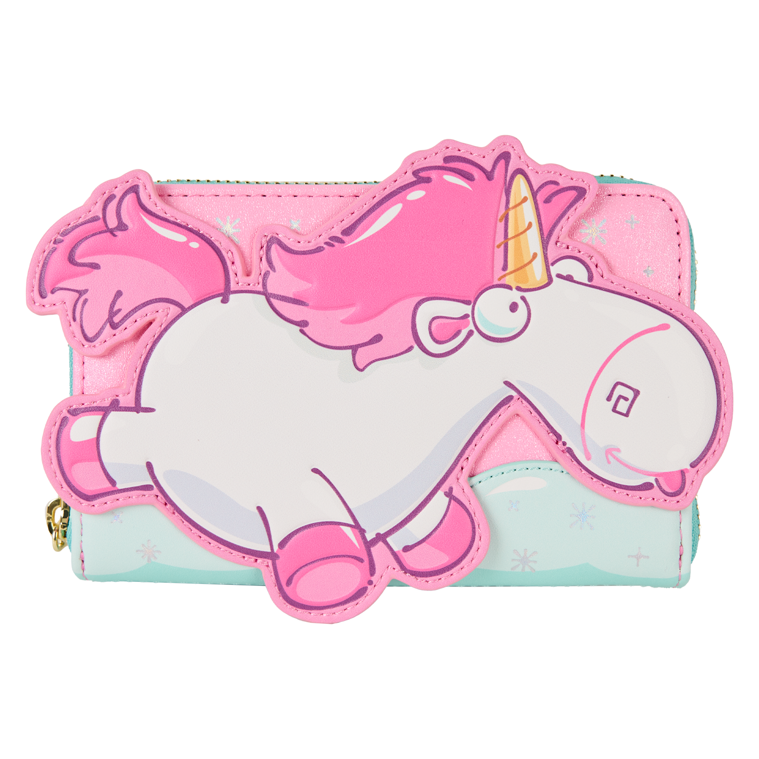 Minions Fluffy Unicorn Rainbow Glitter Zip Around Wallet