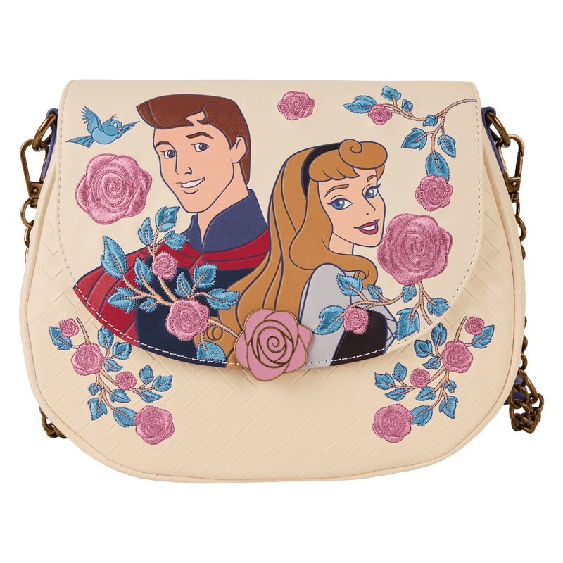Sleeping Beauty Princess Aurora & Prince Phillip Floral Crossbody Bag