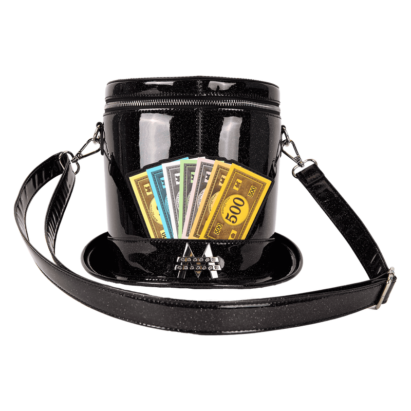 Monopoly 90th Anniversary Top Hat Glitter Figural Crossbody Bag