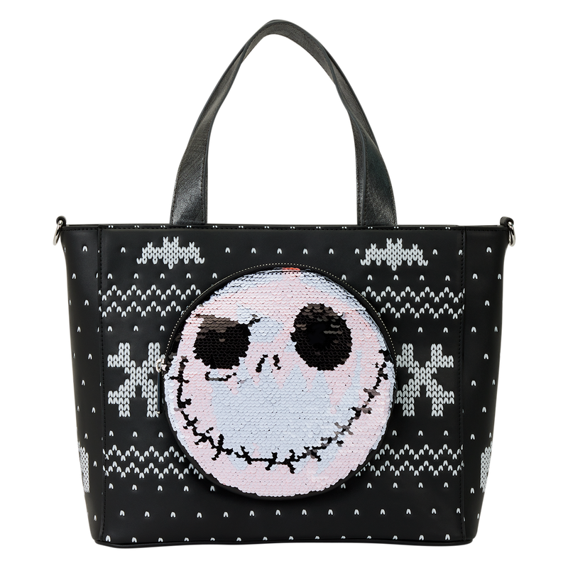 The Nightmare Before Christmas Jack Skellington Reversible Sequins Tote Crossbody Bag with Coin Bag
