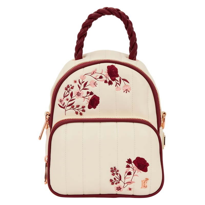 Loungefly Cream & Red Floral Convertible Mini Backpack & Crossbody Bag