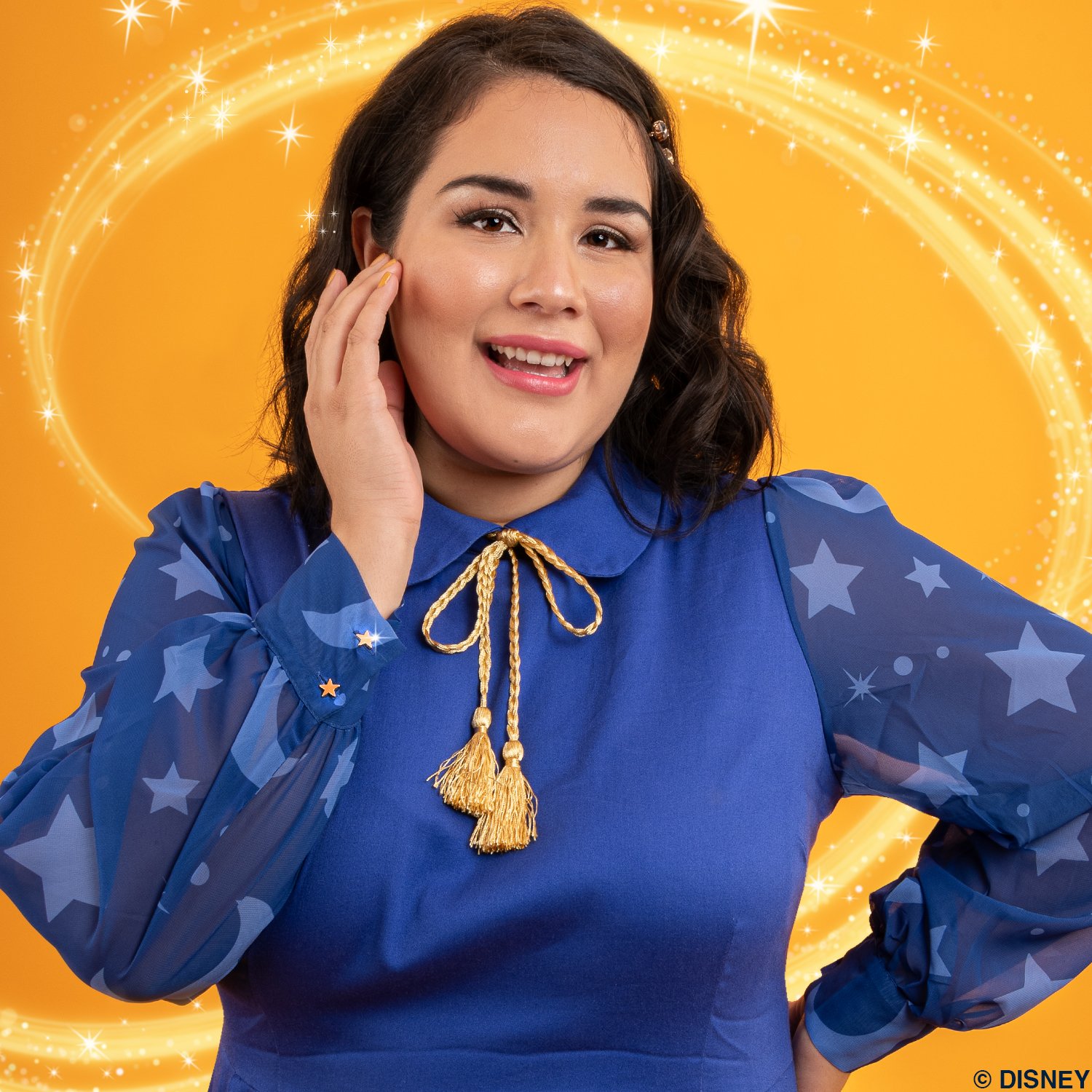 Disney Stitch Shoppe Fantasia Sorcerer's Apprentice  Claire  Long Sleeved Neck Tie Dress