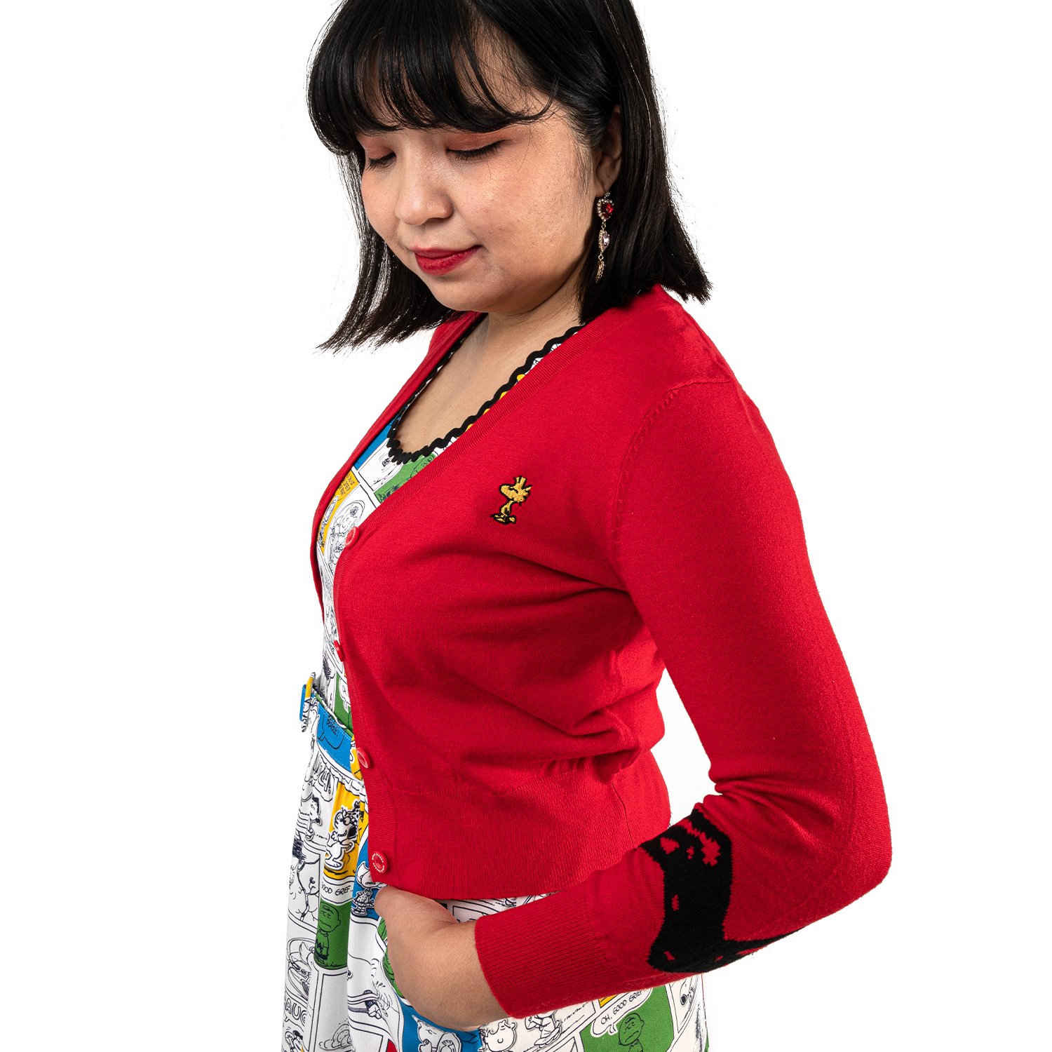 Peanuts Stitch Shoppe Snoopy Dog House  Alexa  Cropped Cardigan Sweater