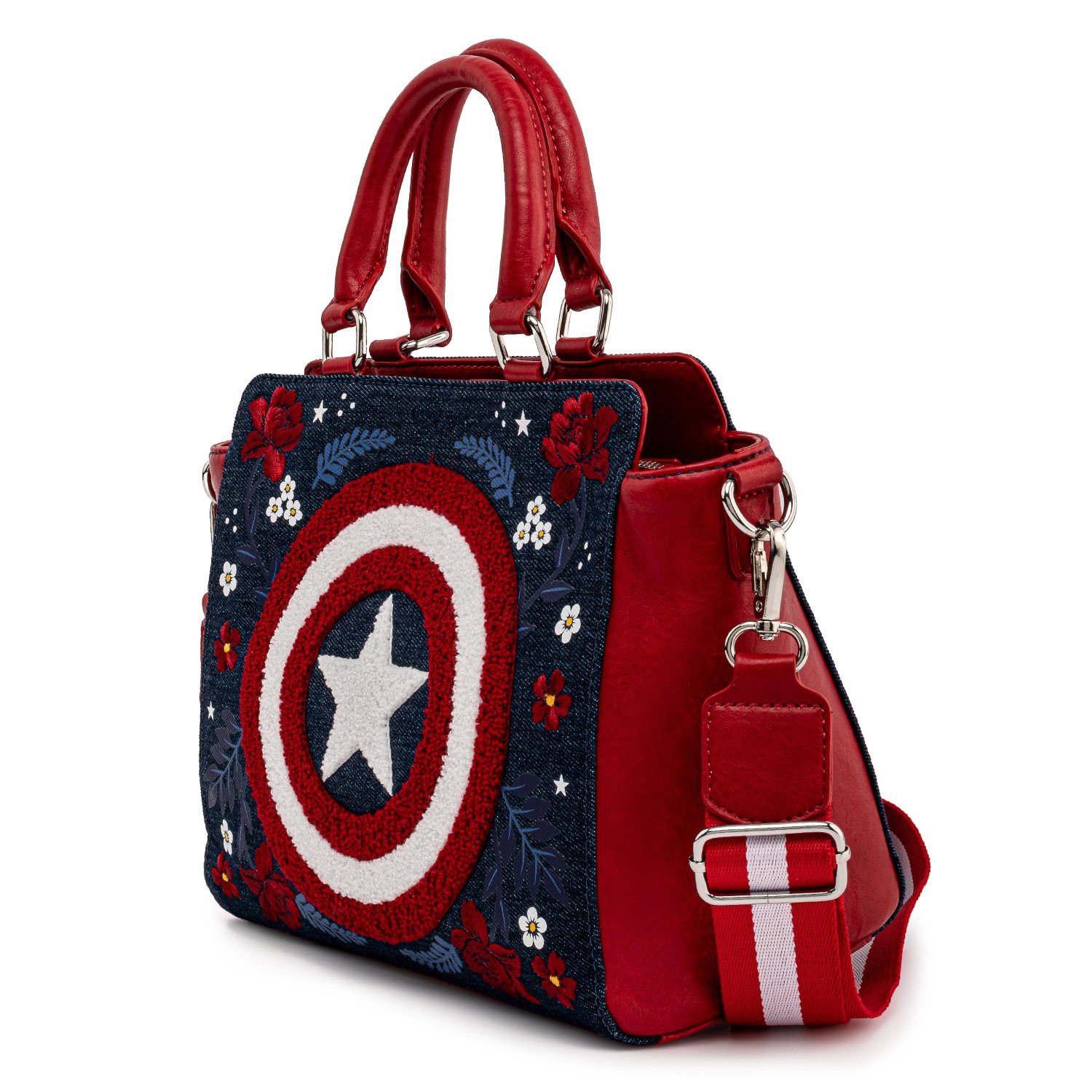 Marvel Captain America 80th Anniversary Floral Shield Crossbody Bag