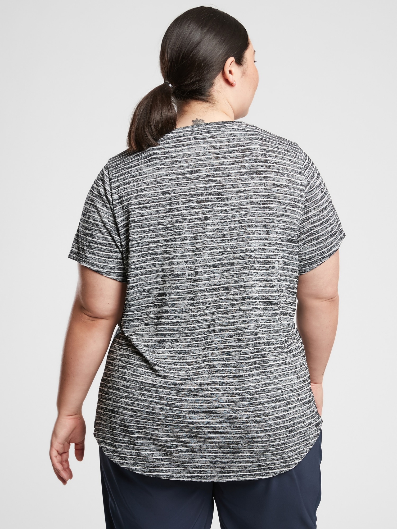 Breezy Striped Scoop V Tee