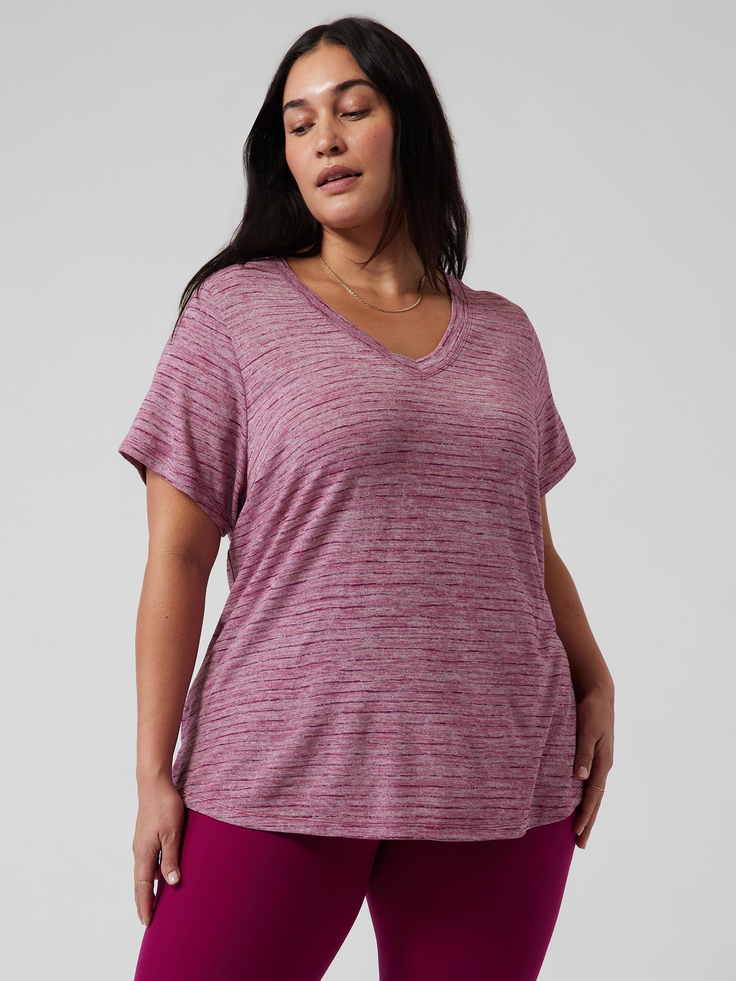 Breezy Striped Scoop V Tee