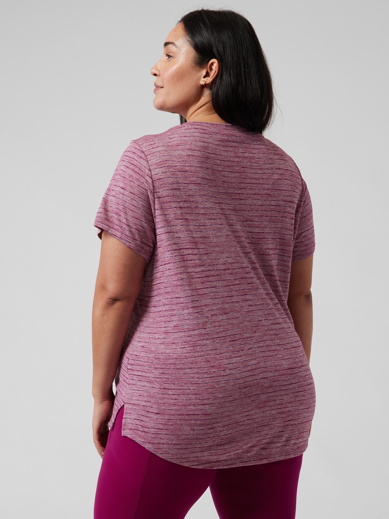 Breezy Striped Scoop V Tee