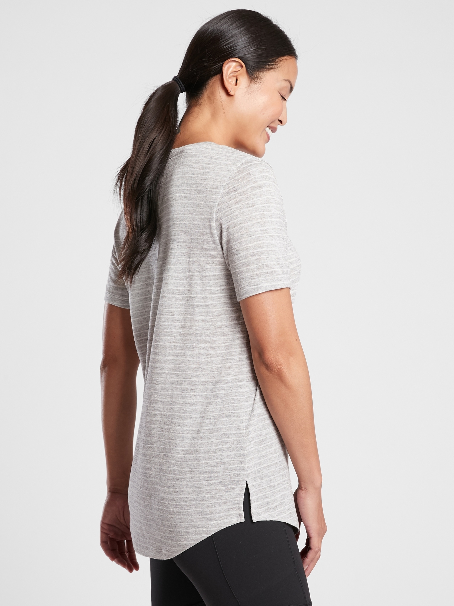 Breezy Striped Scoop V Tee