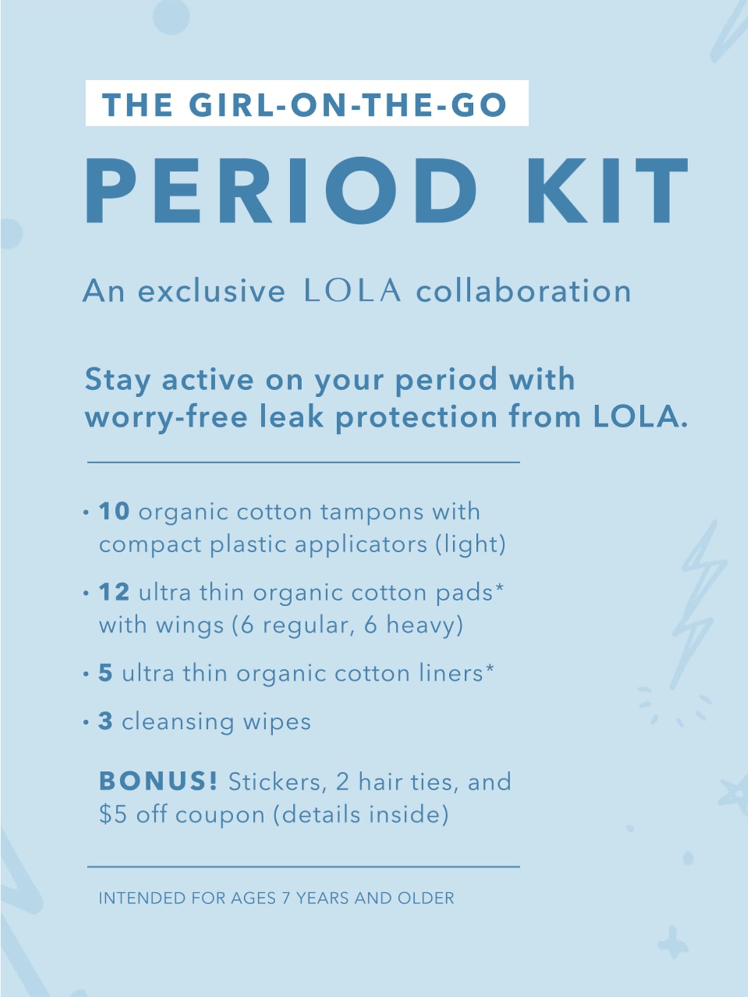 GIRL ON-THE-GO PERIOD KIT by LOLA